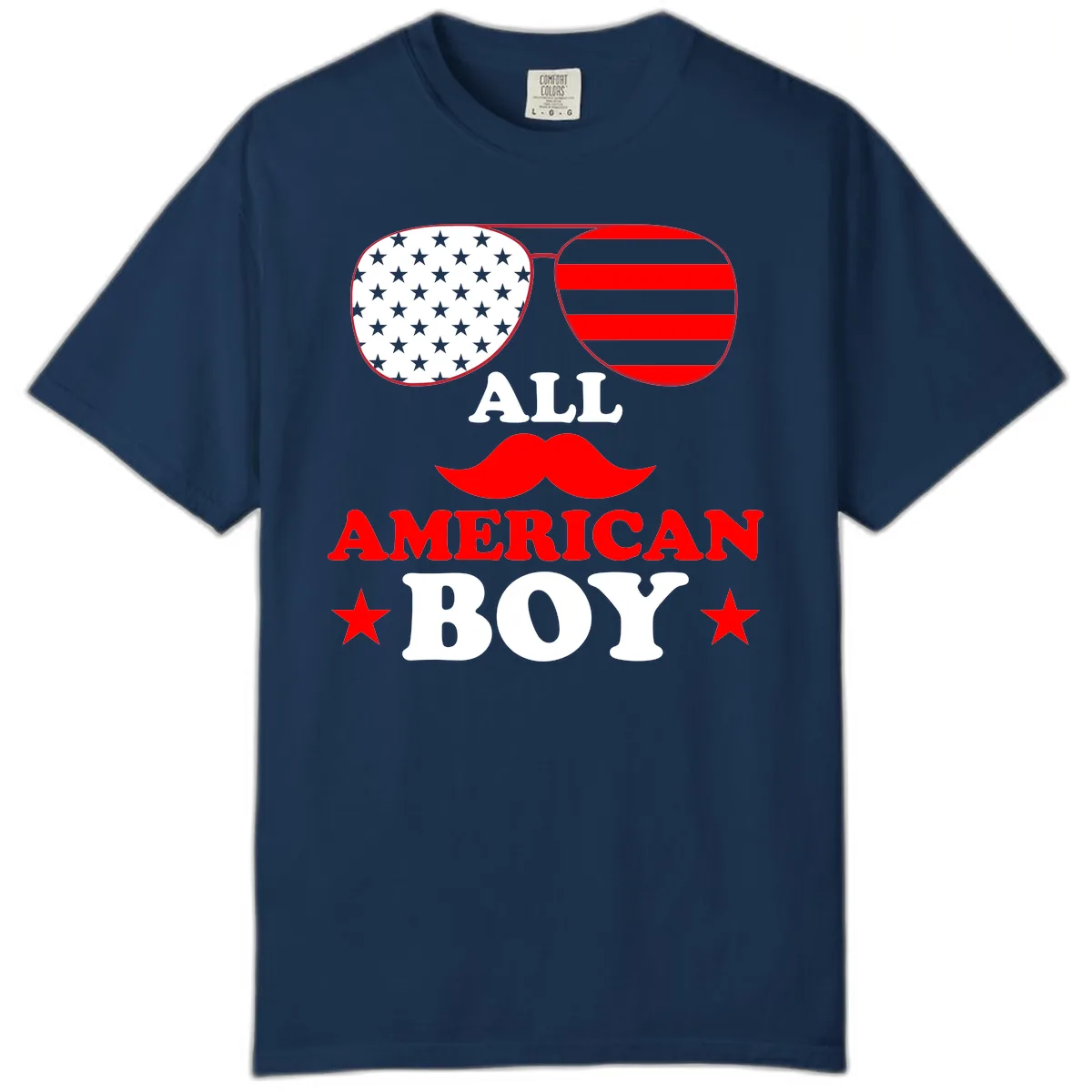 All American Boy Patriotic Aviator Design Comfort Color in Navy