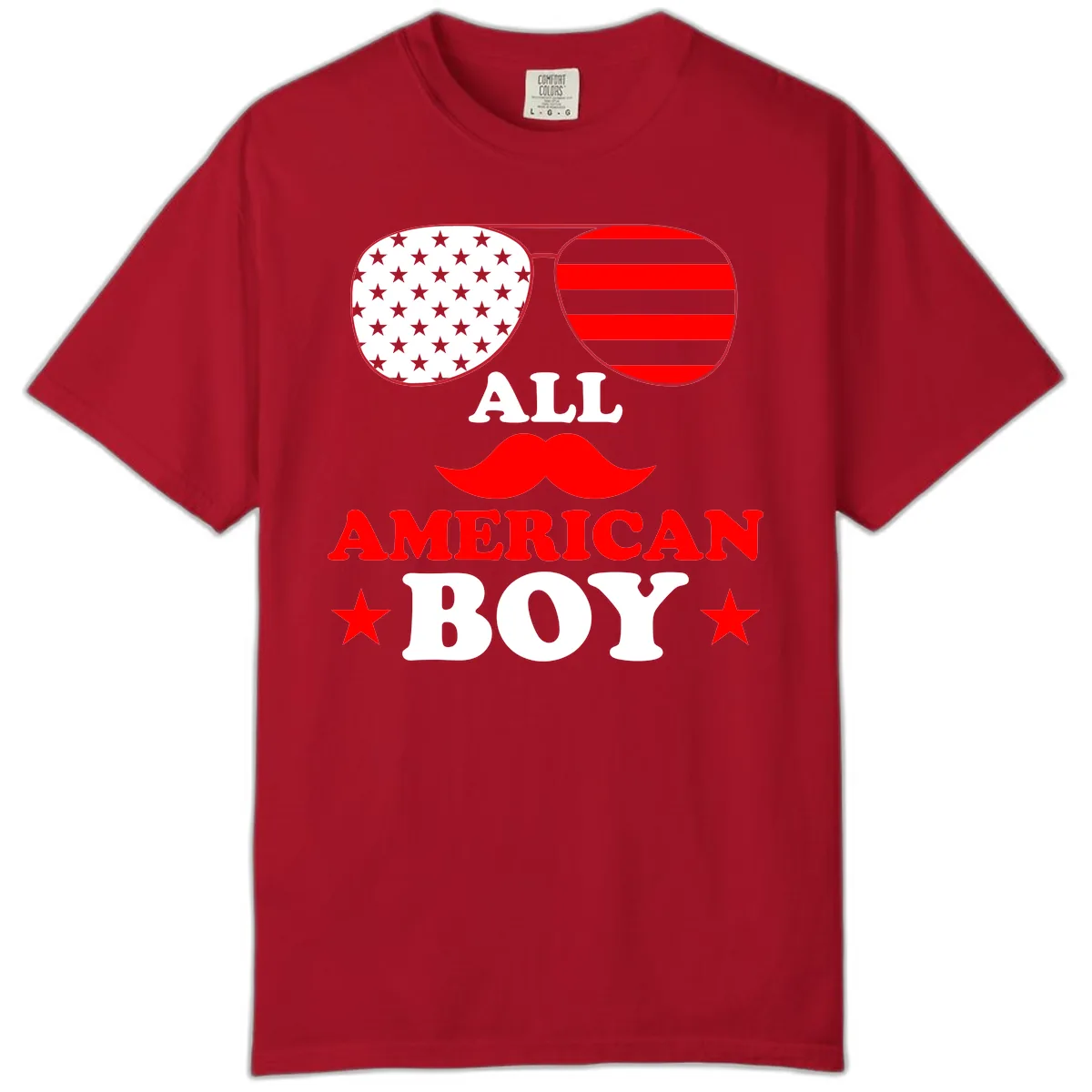 All American Boy Patriotic Aviator Design Comfort Color in Red