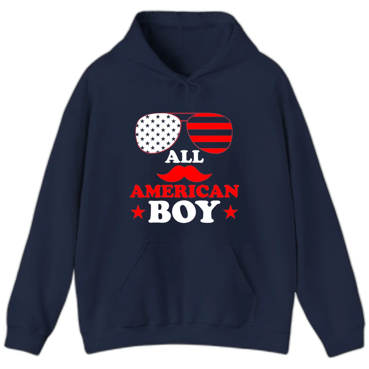 All American Boy Patriotic Aviator Design Hoodie in Navy