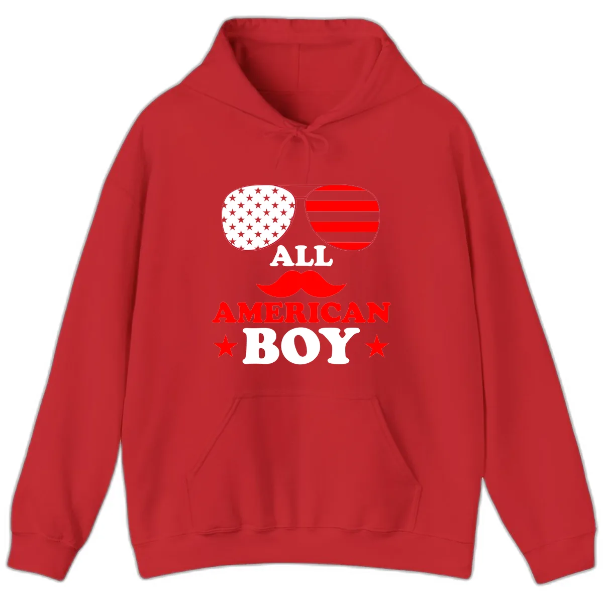 All American Boy Patriotic Aviator Design Hoodie in Red