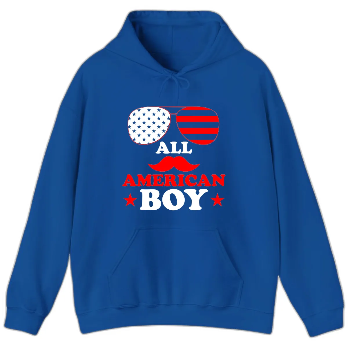 All American Boy Patriotic Aviator Design Hoodie in Royal