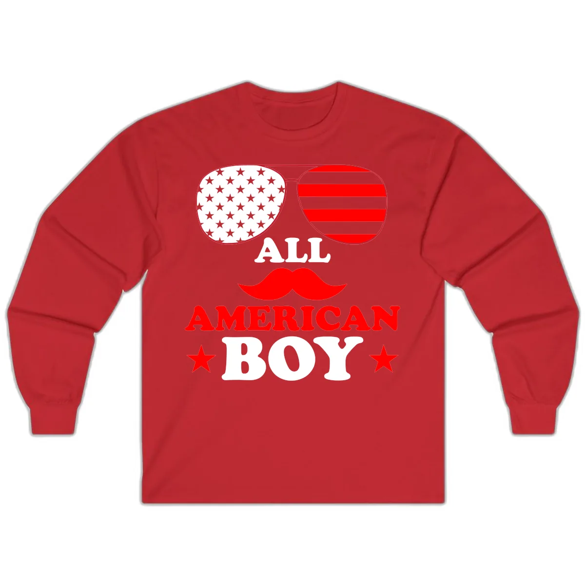All American Boy Patriotic Aviator Design Long Sleeve in Red