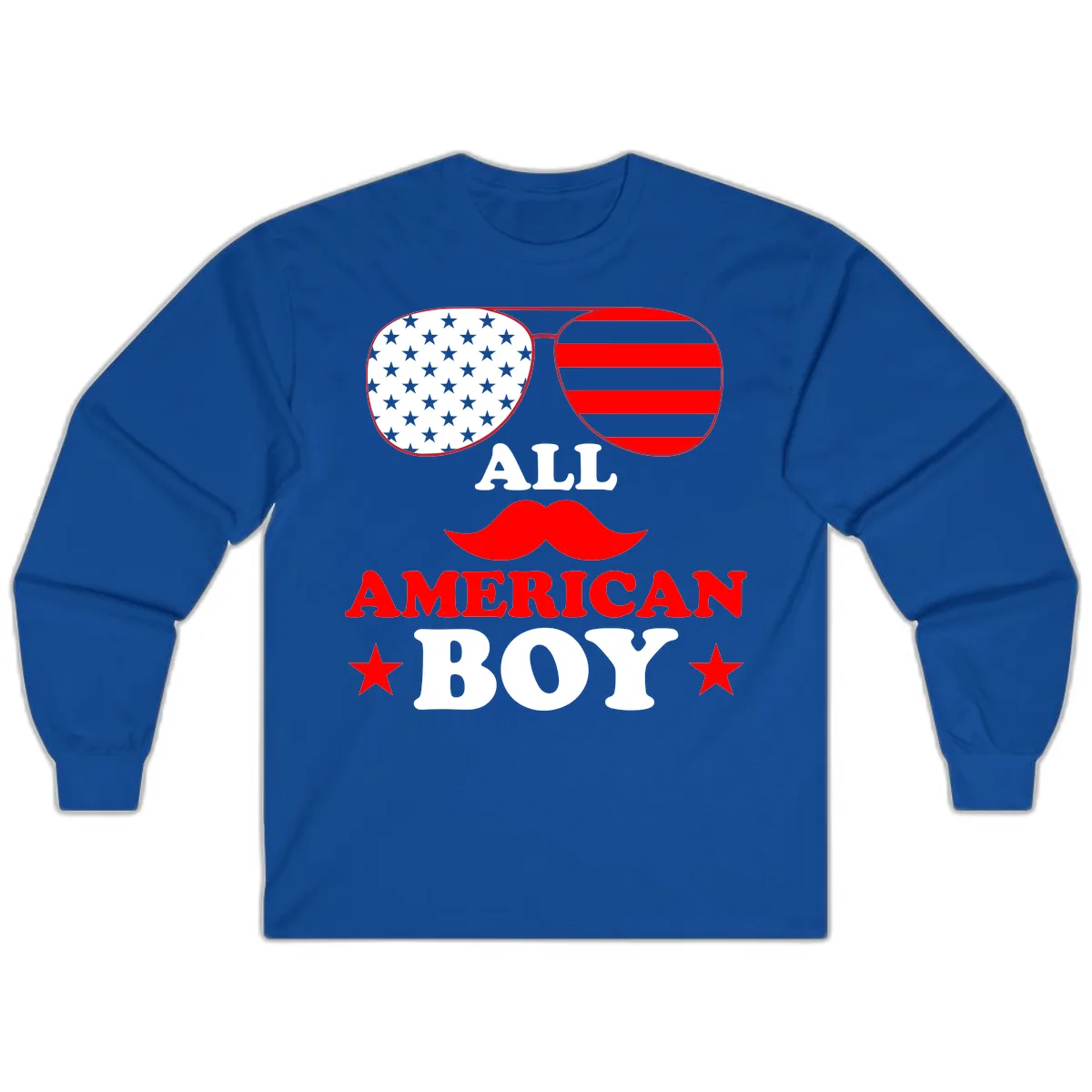 All American Boy Patriotic Aviator Design Long Sleeve in Royal