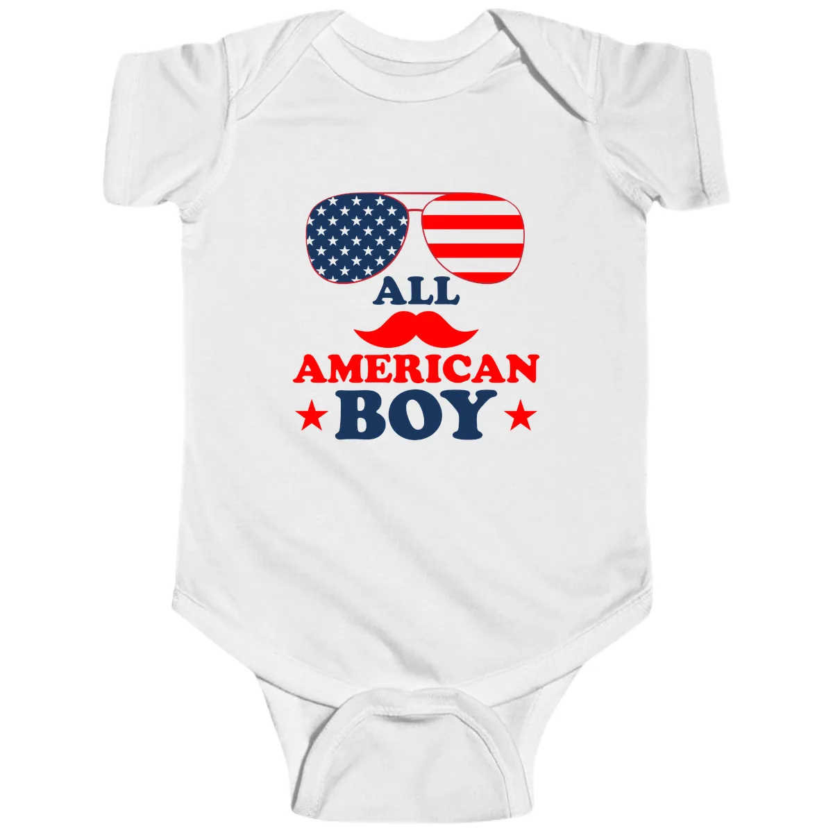 All American Boy Patriotic Aviator Design Baby Onesie in White