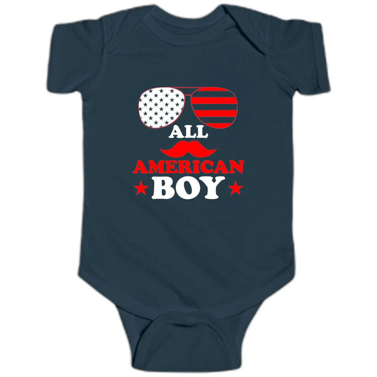 All American Boy Patriotic Aviator Design Baby Onesie in Navy