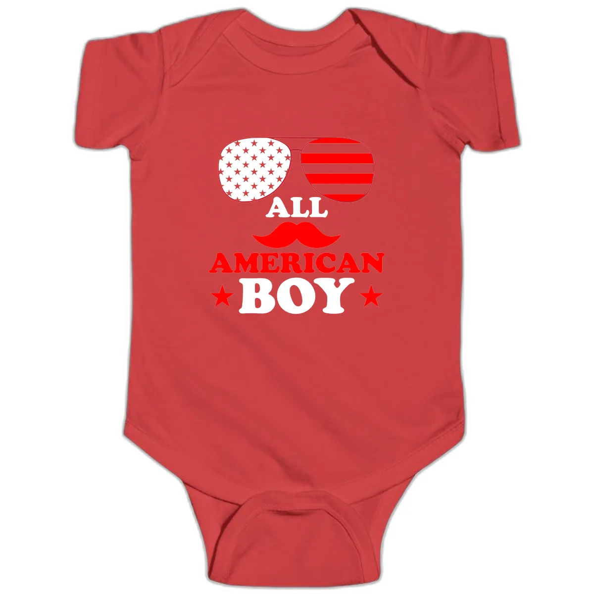 All American Boy Patriotic Aviator Design Baby Onesie in Red