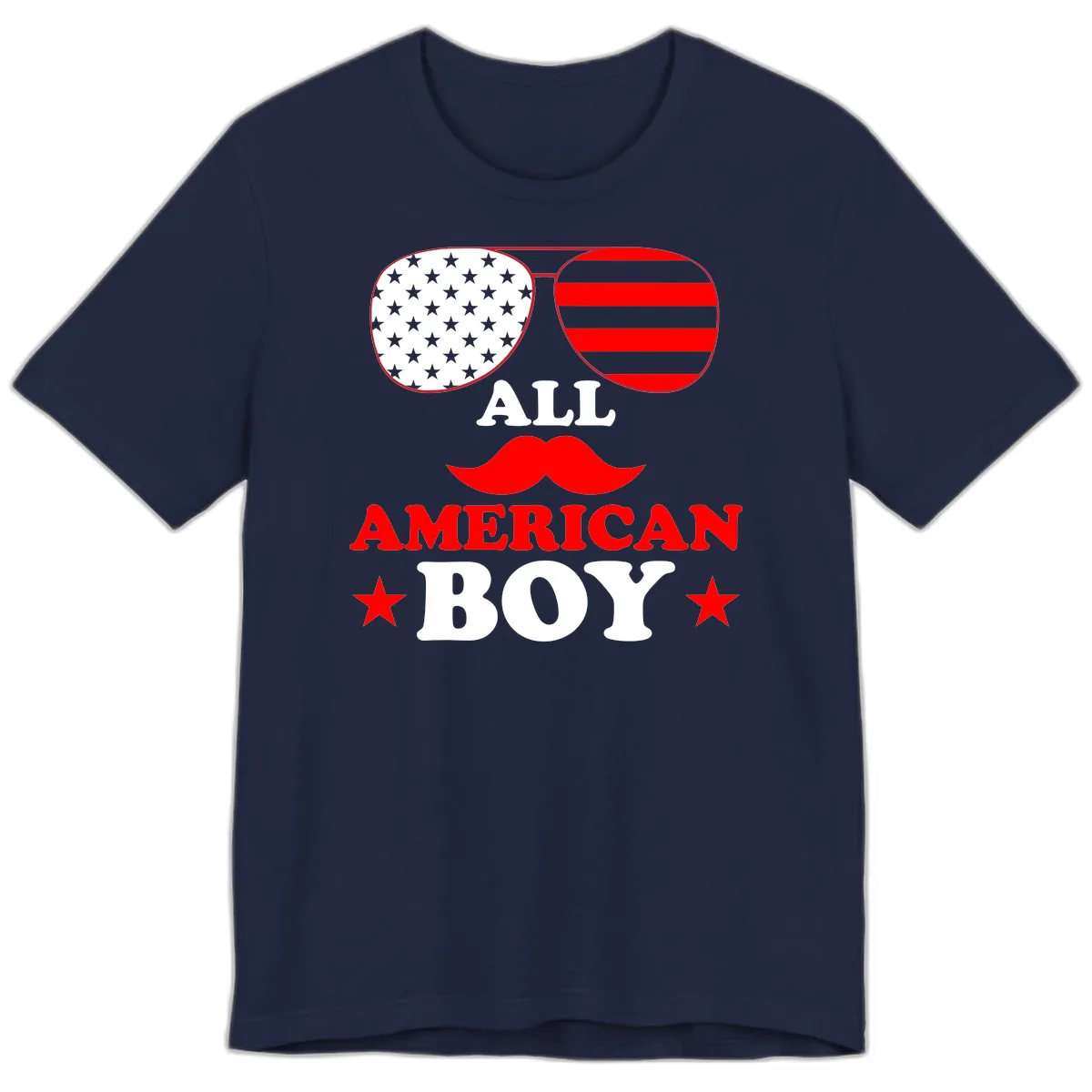 All American Boy Patriotic Aviator Design Premium T-Shirt in Navy