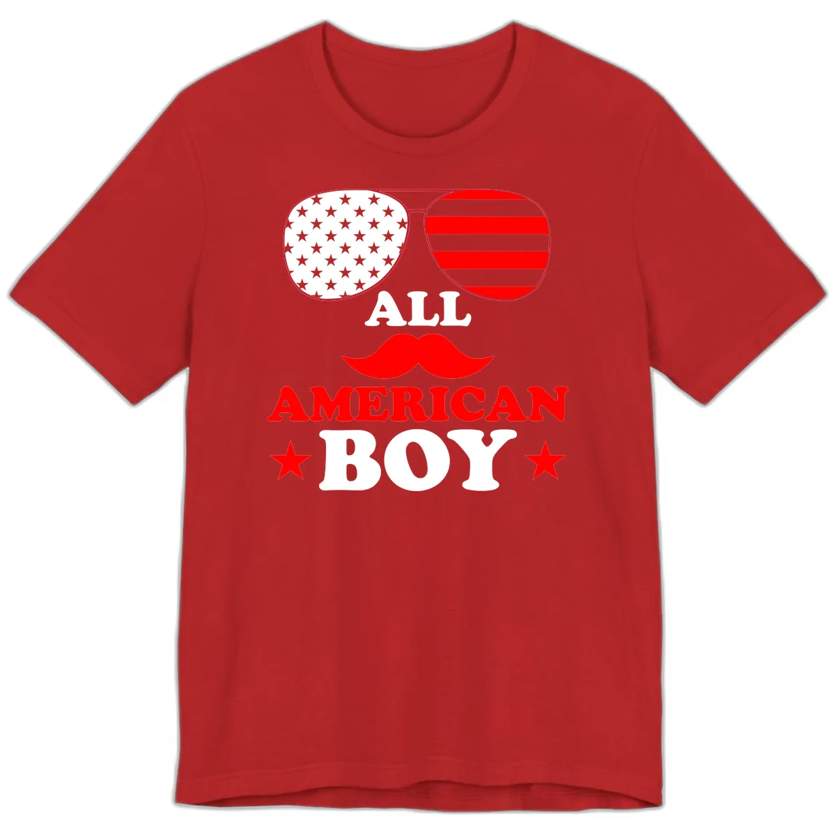 All American Boy Patriotic Aviator Design Premium T-Shirt in Red