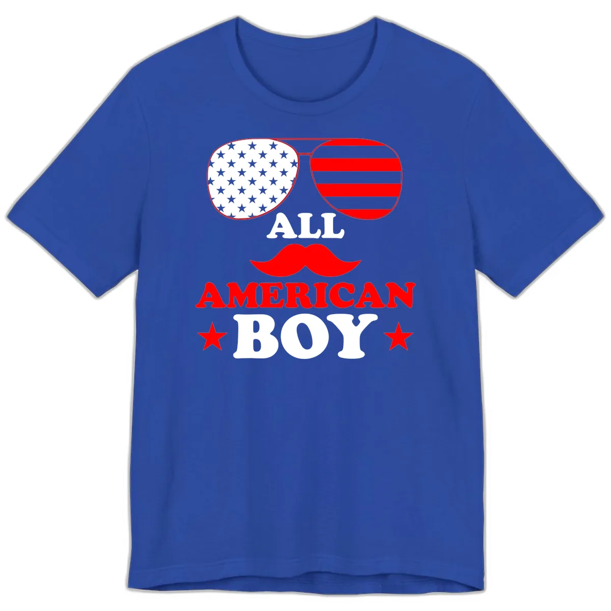 All American Boy Patriotic Aviator Design Premium T-Shirt in True Royal
