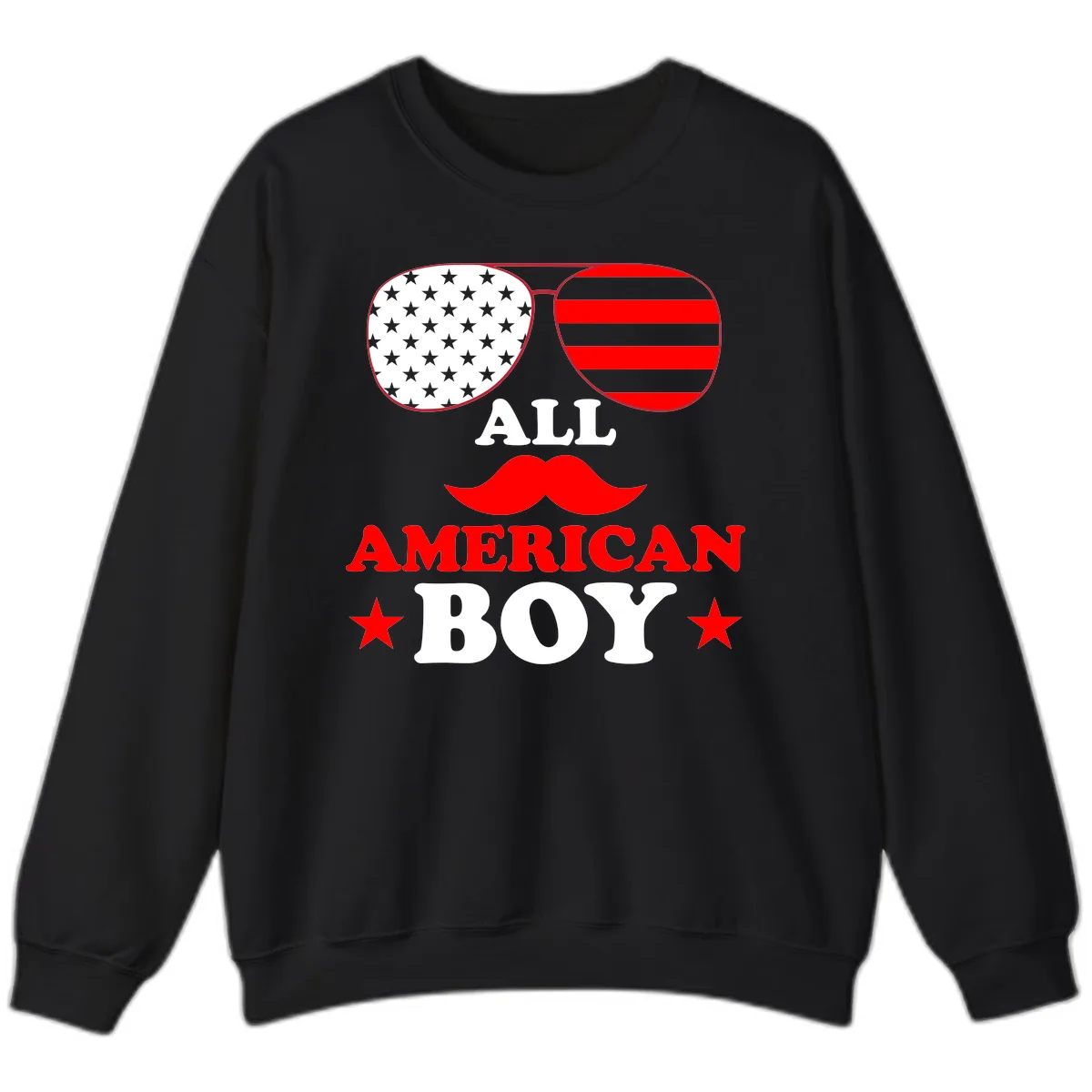 All American Boy Patriotic Aviator Design Sweatshirt in Black