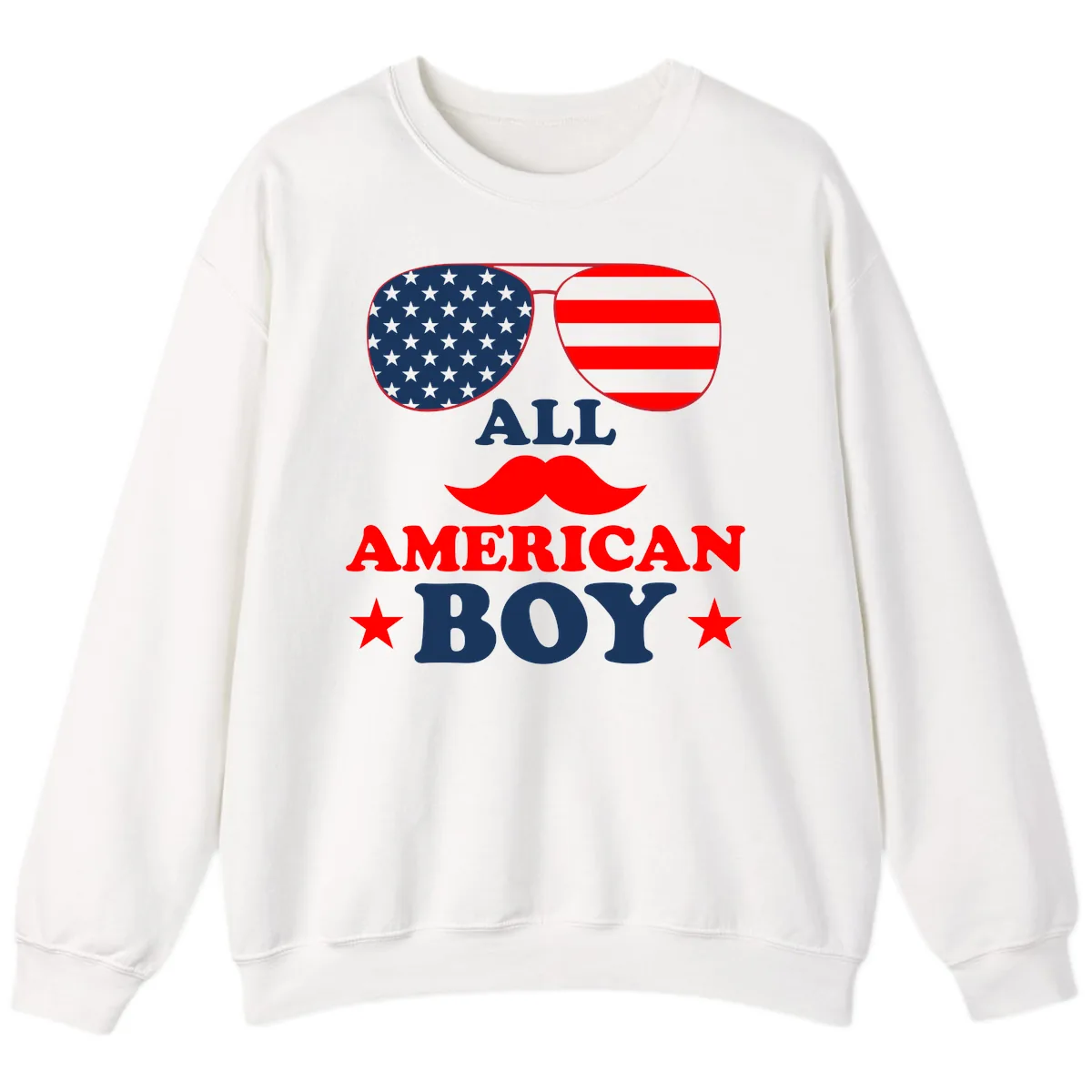 All American Boy Patriotic Aviator Design Sweatshirt in White