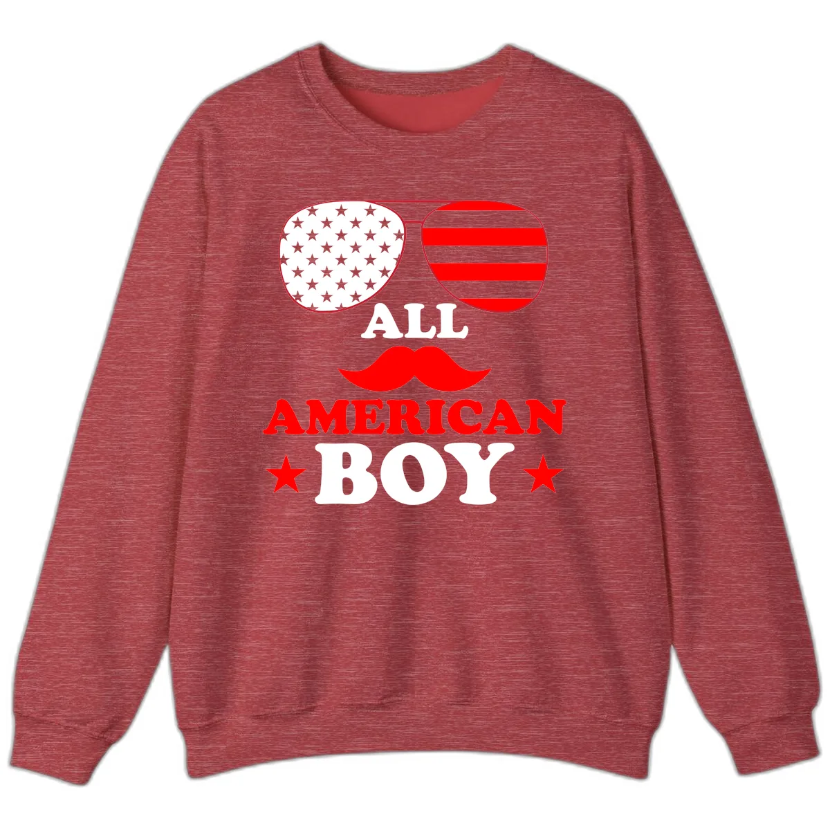 All American Boy Patriotic Aviator Design Sweatshirt in Heather Scarlet Red