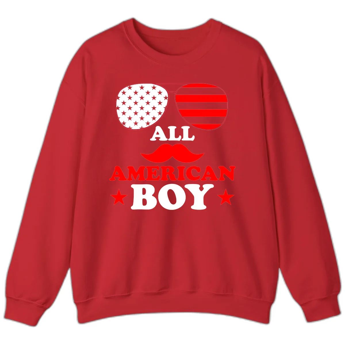 All American Boy Patriotic Aviator Design Sweatshirt in Red