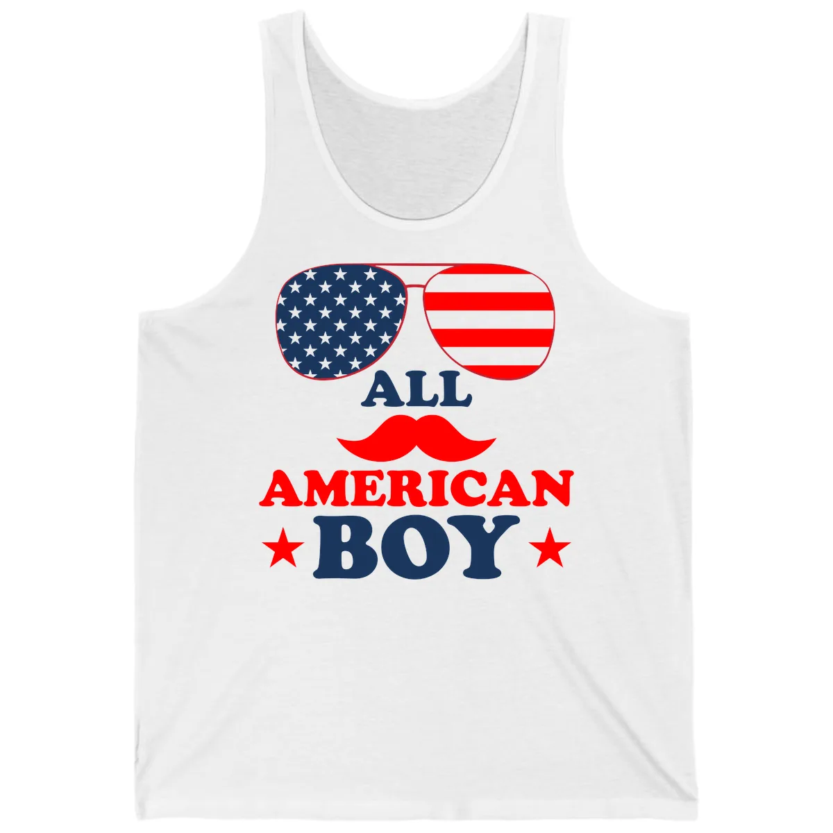 All American Boy Patriotic Aviator Design Tank in White