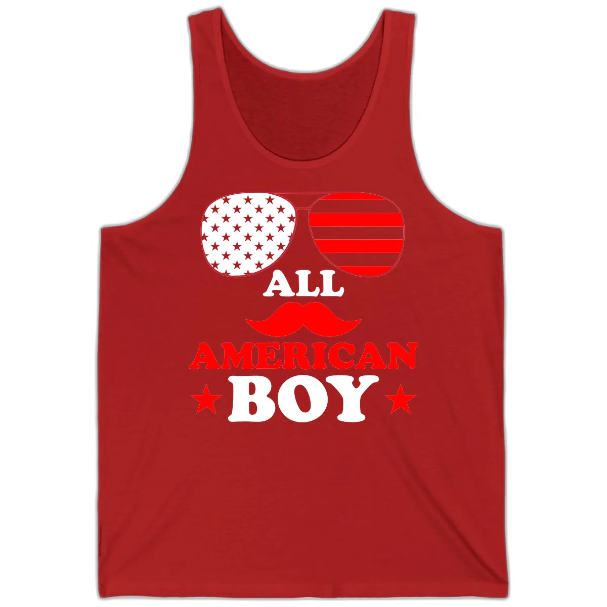 All American Boy Patriotic Aviator Design Tank in Red