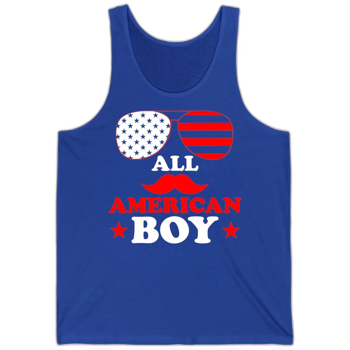 All American Boy Patriotic Aviator Design Tank in True Royal
