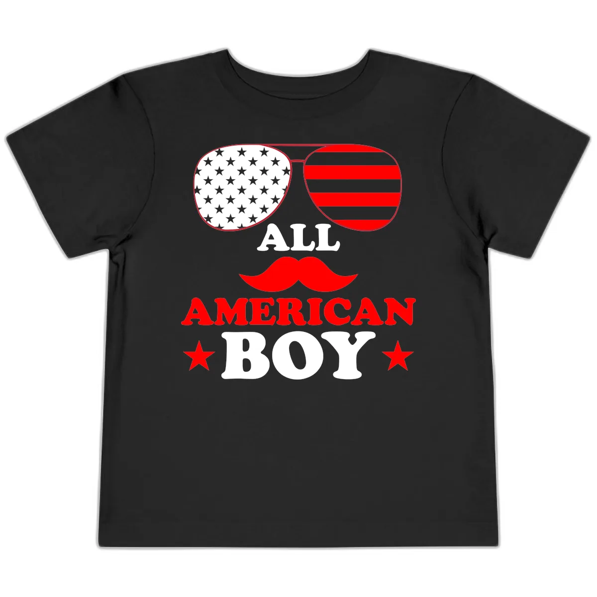 All American Boy Patriotic Aviator Design Toddler T-Shirt in Black