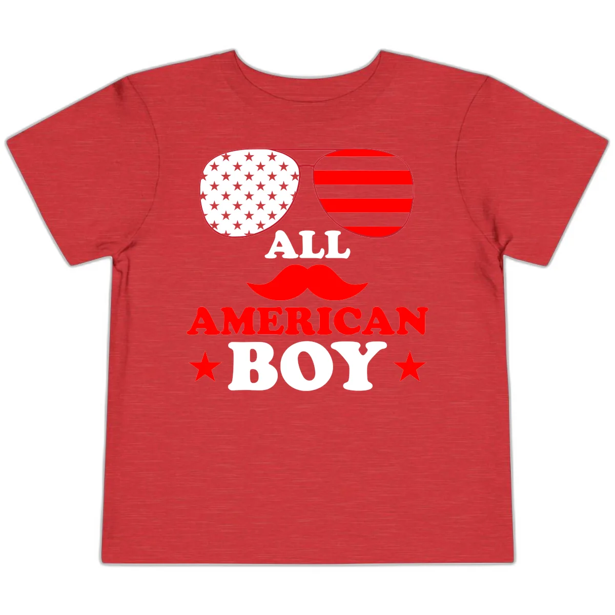 All American Boy Patriotic Aviator Design Toddler T-Shirt in Heather Red