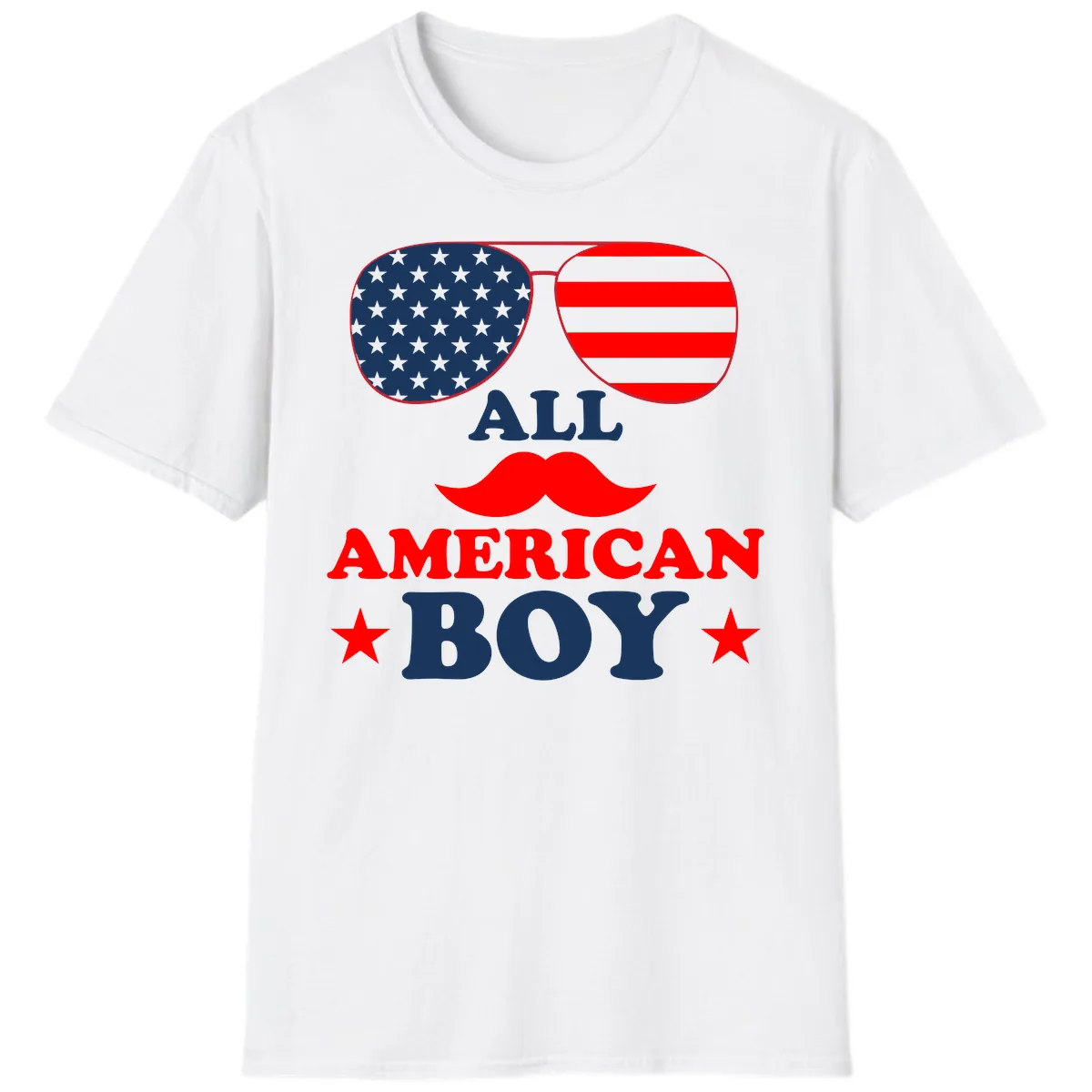All American Boy Patriotic Aviator Design T-Shirt in White