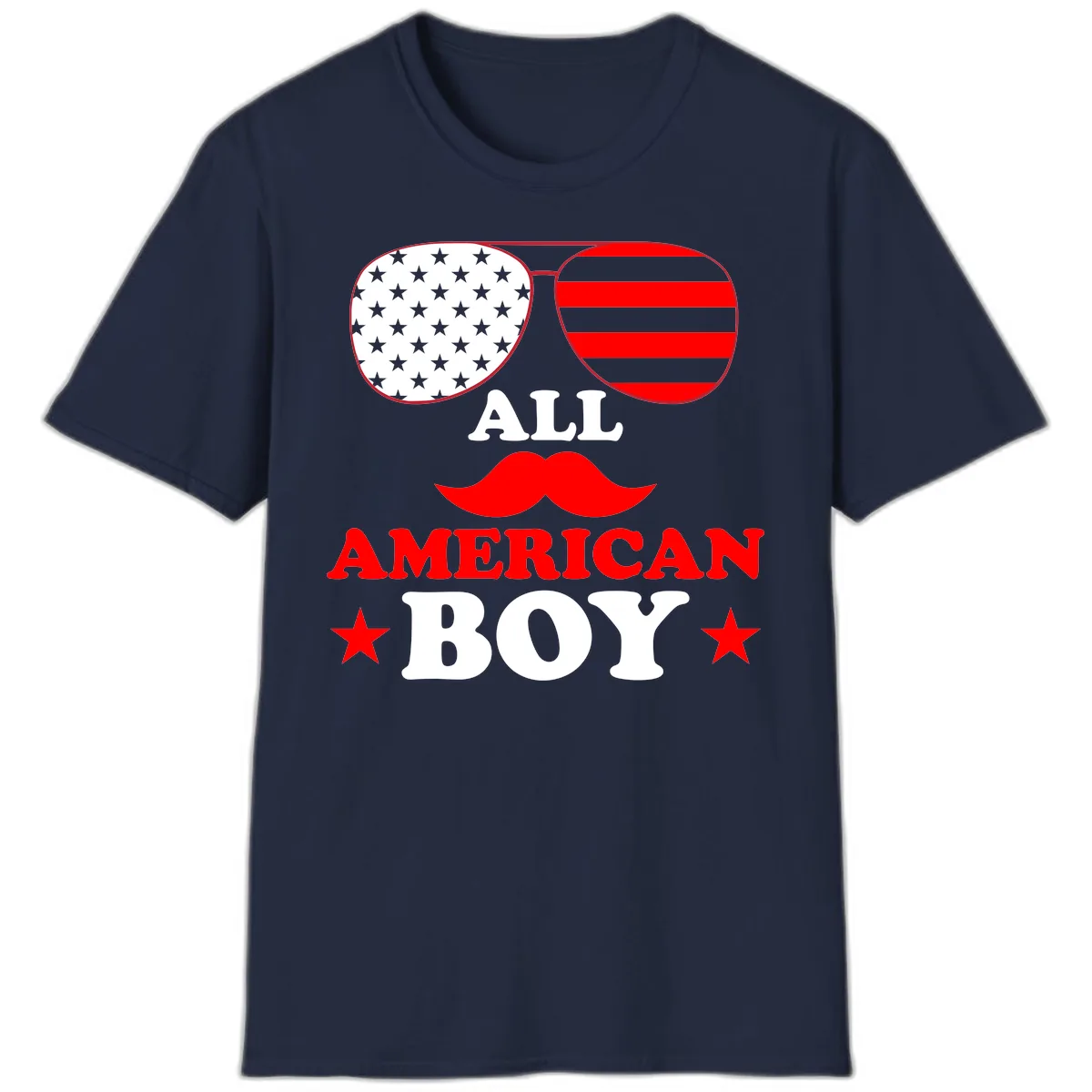 All American Boy Patriotic Aviator Design T-Shirt in Navy