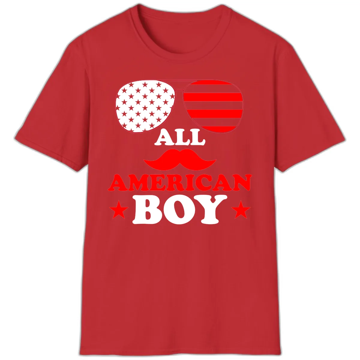All American Boy Patriotic Aviator Design T-Shirt in Red