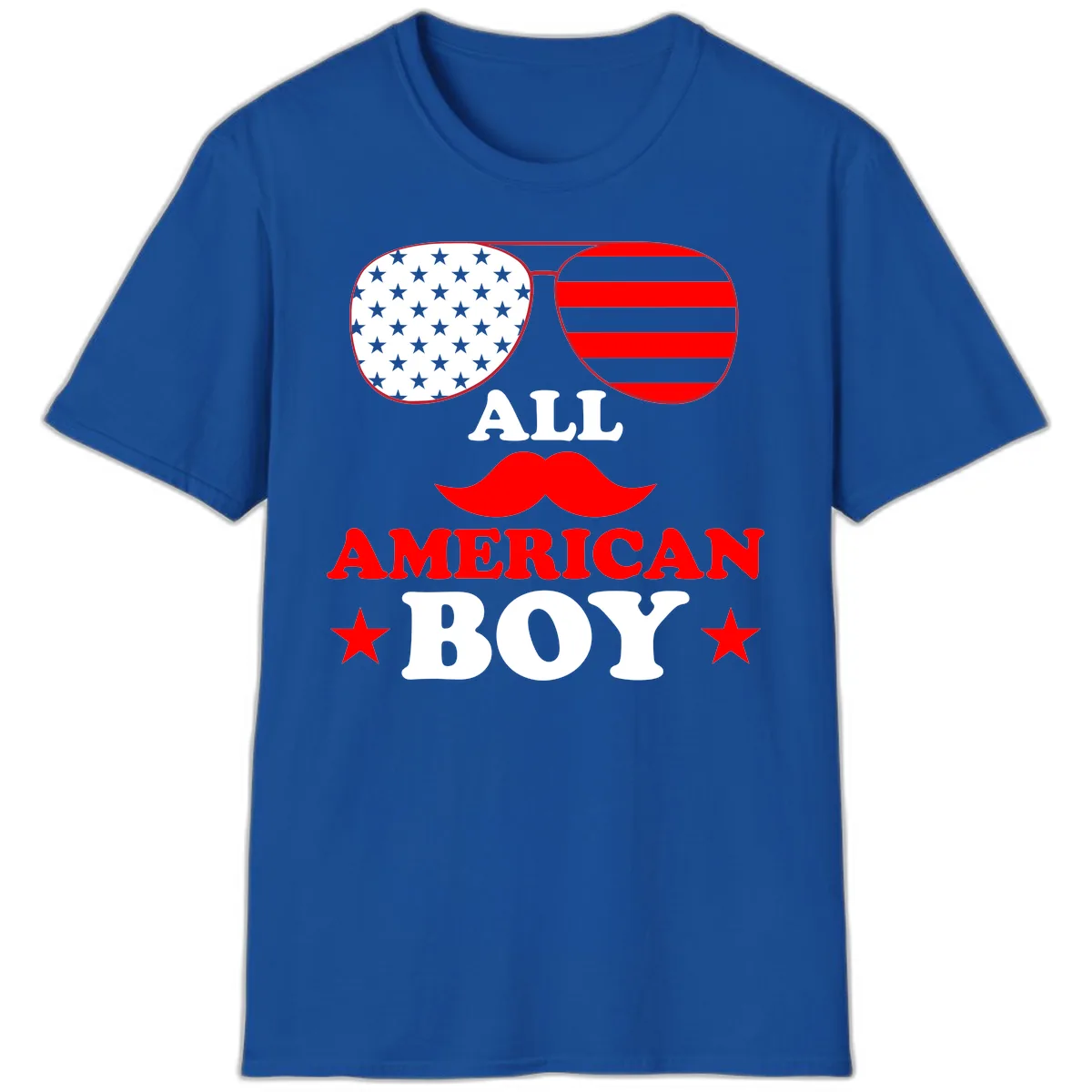 All American Boy Patriotic Aviator Design T-Shirt in Royal