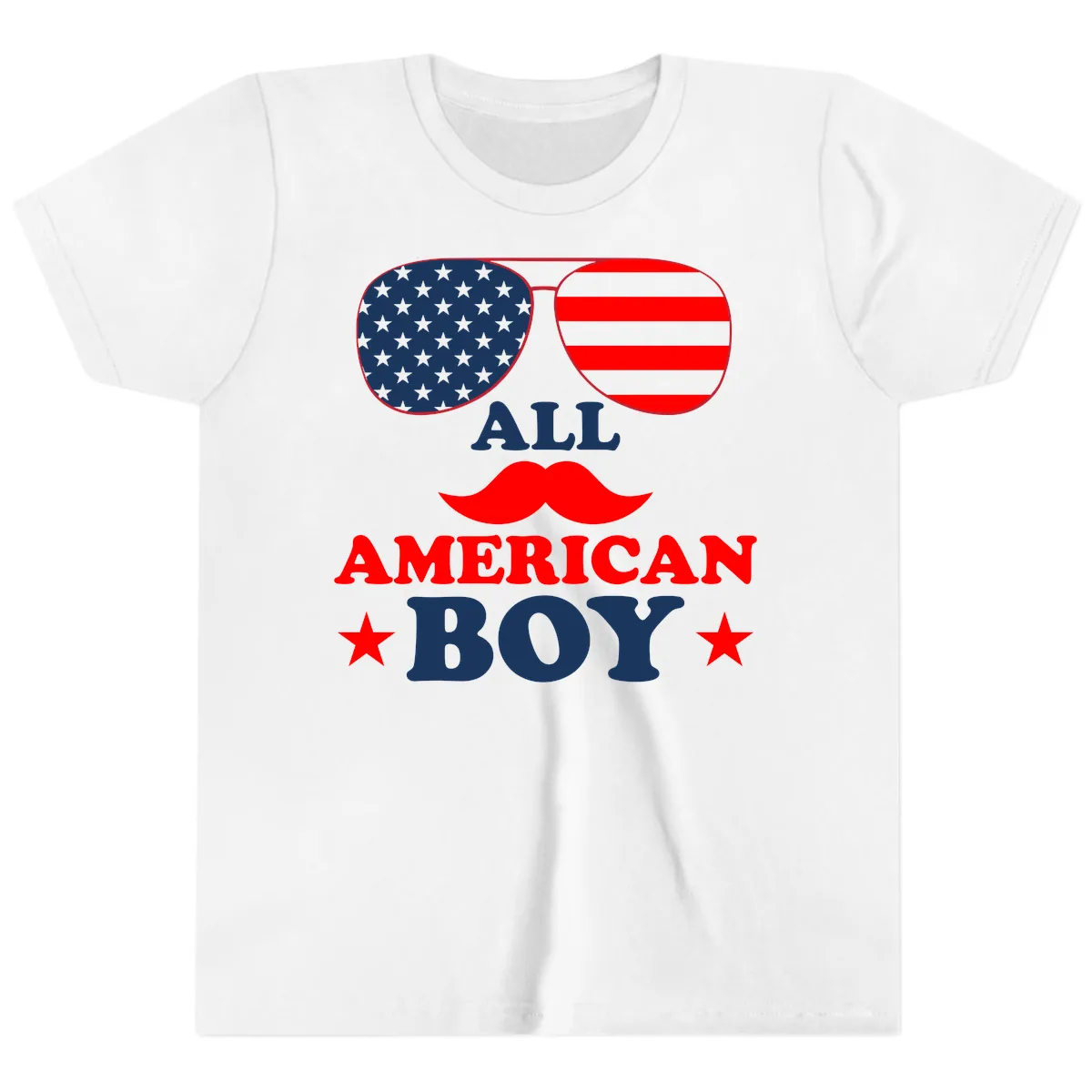 All American Boy Patriotic Aviator Design Youth T-Shirt in White