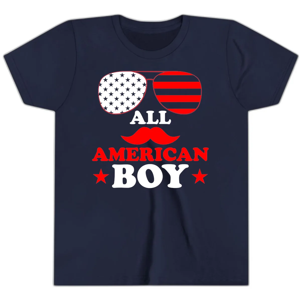 All American Boy Patriotic Aviator Design Youth T-Shirt in Navy