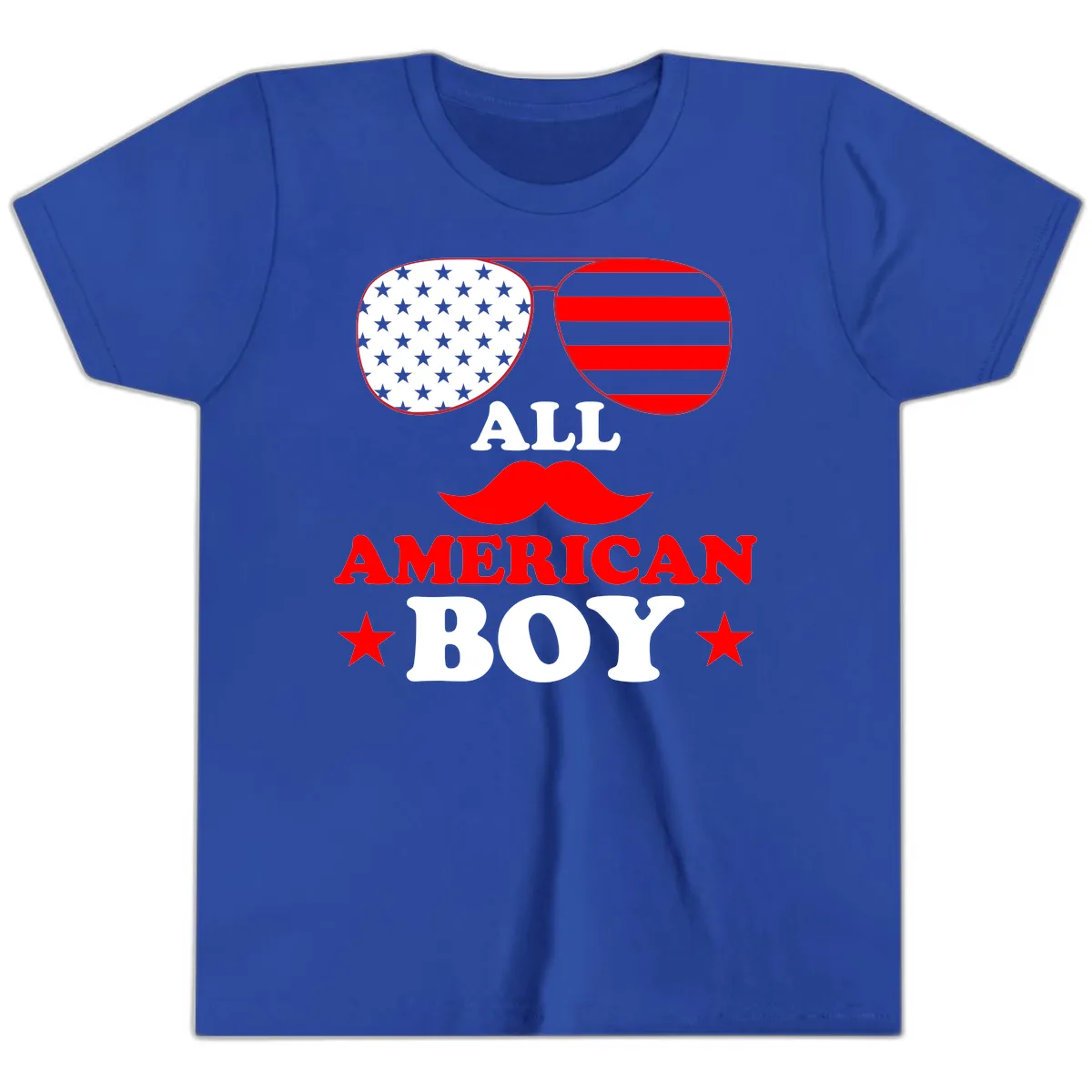 All American Boy Patriotic Aviator Design Youth T-Shirt in True Royal