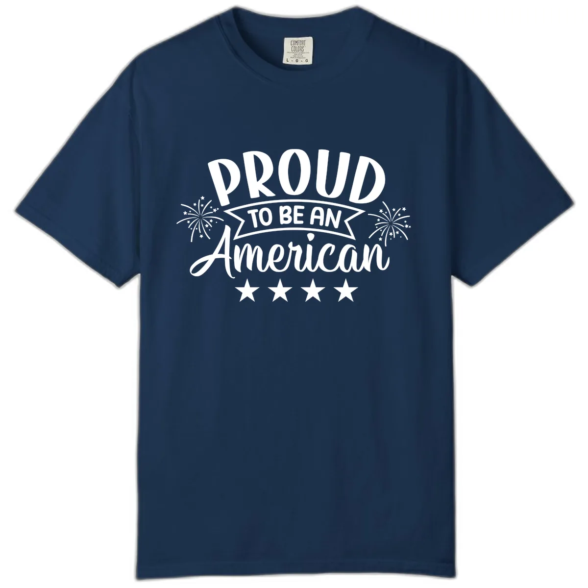 Proud To Be An American Fireworks Stars Comfort Color in Navy