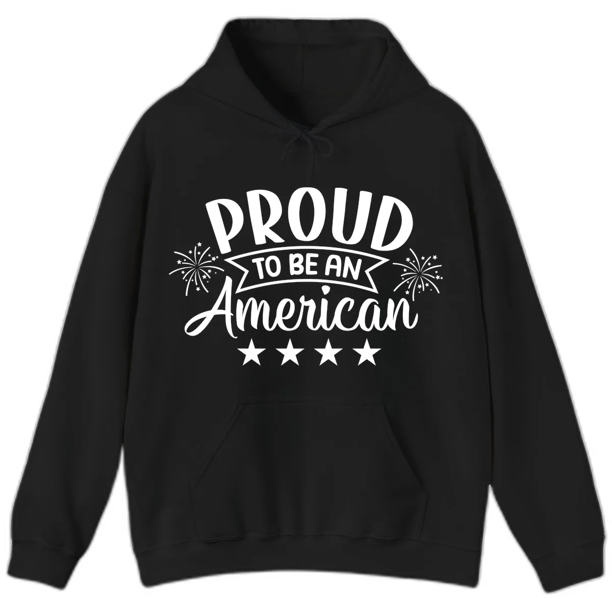 Proud To Be An American Fireworks Stars Hoodie in Black