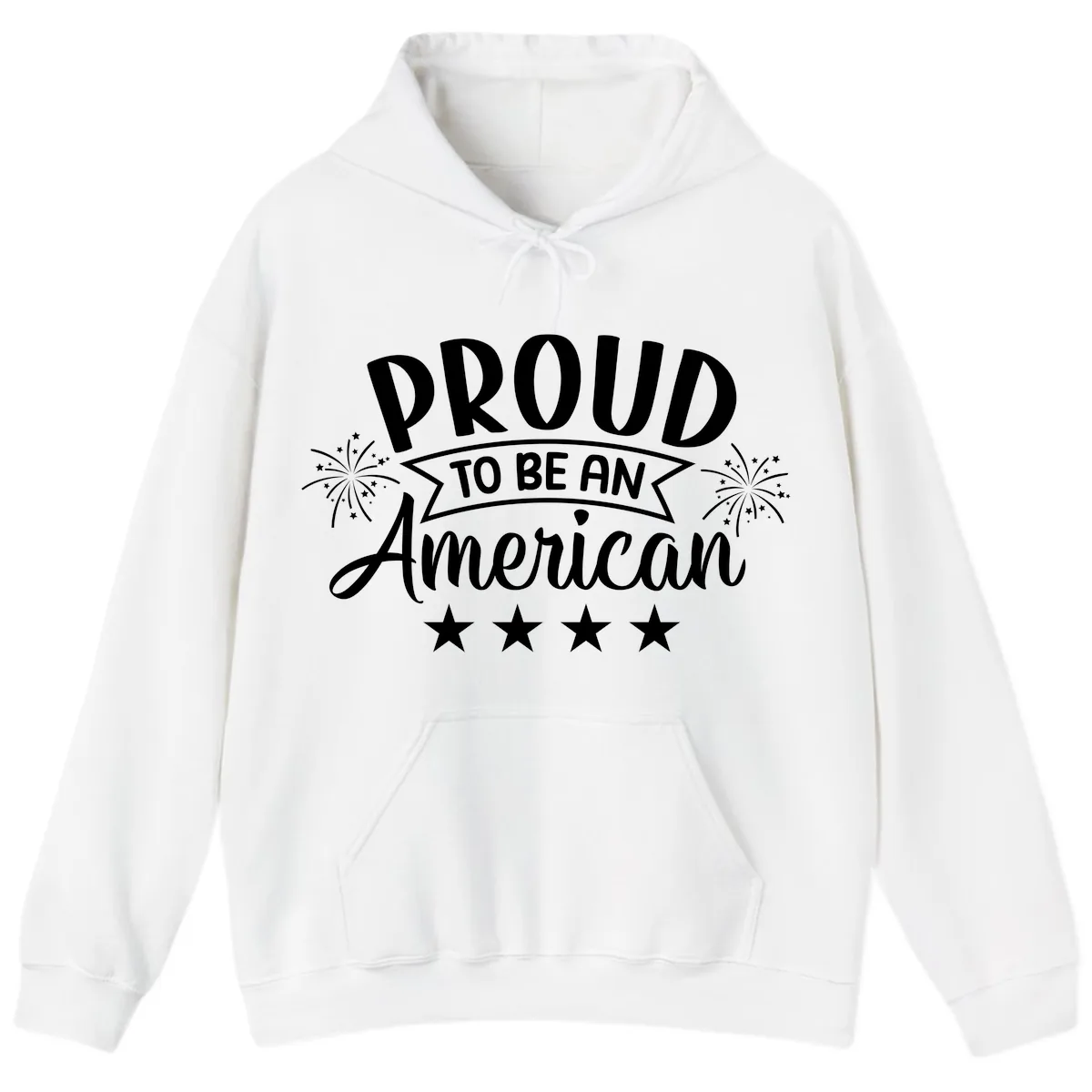 Proud To Be An American Fireworks Stars Hoodie in White