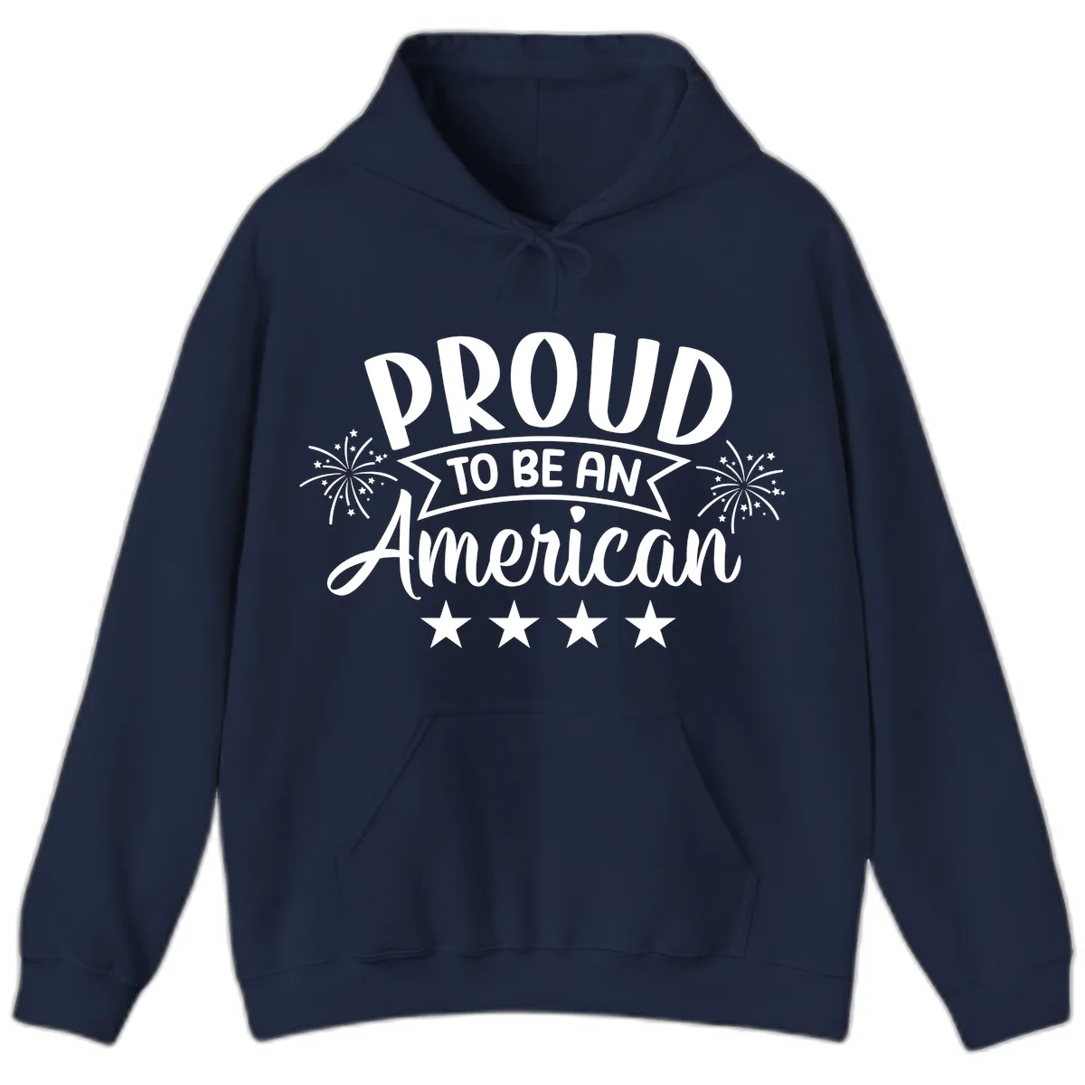 Proud To Be An American Fireworks Stars Hoodie in Navy