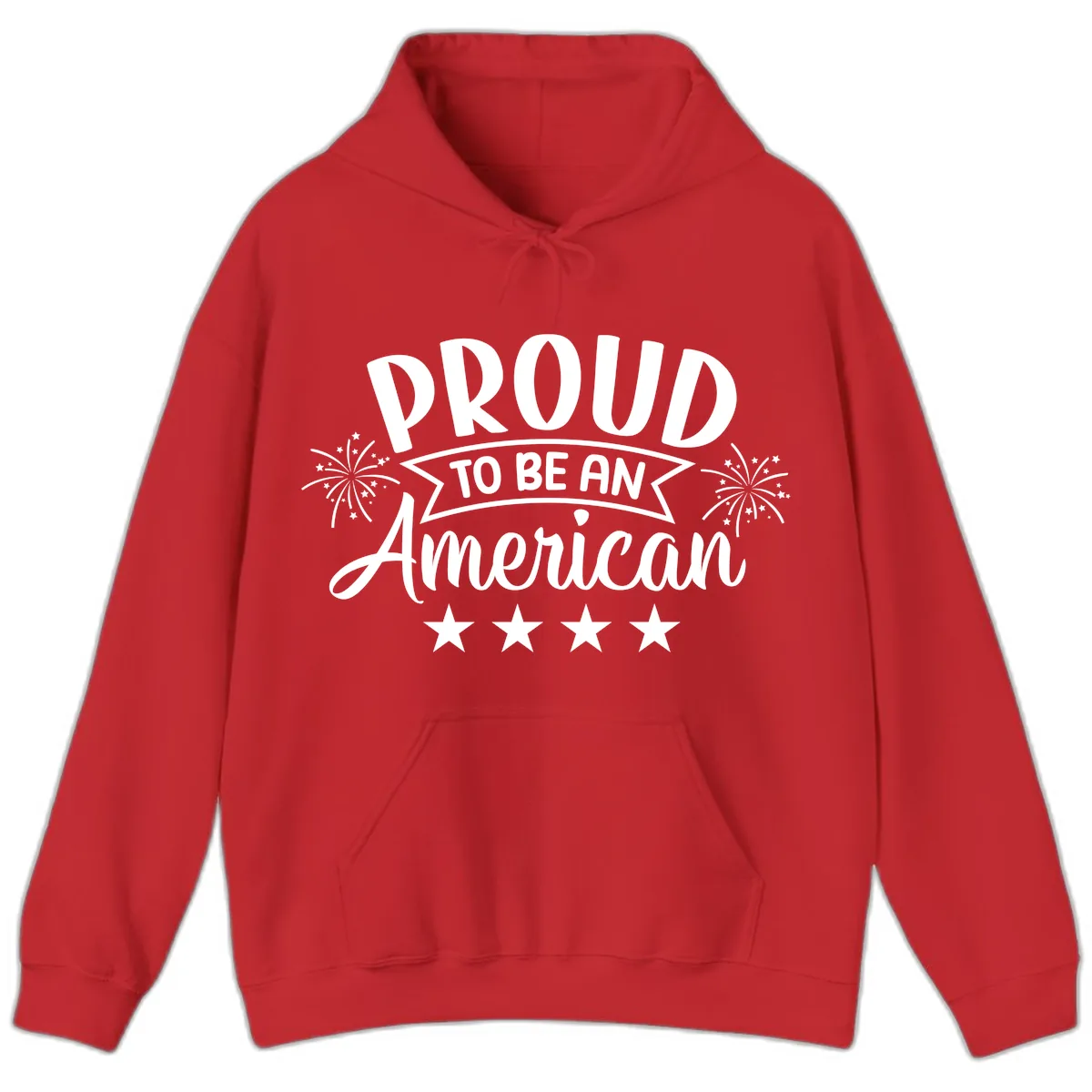 Proud To Be An American Fireworks Stars Hoodie in Red