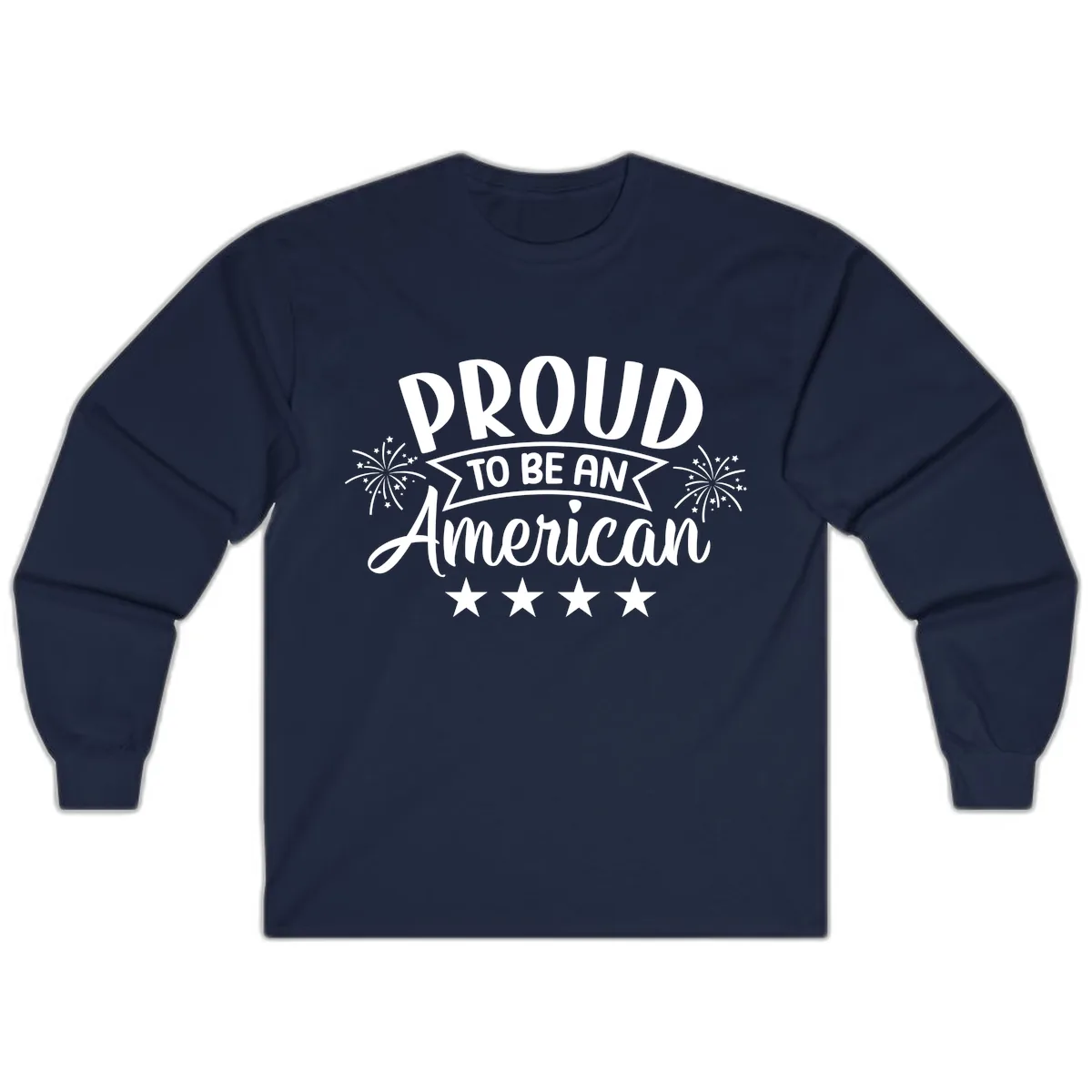 Proud To Be An American Fireworks Stars Long Sleeve in Navy