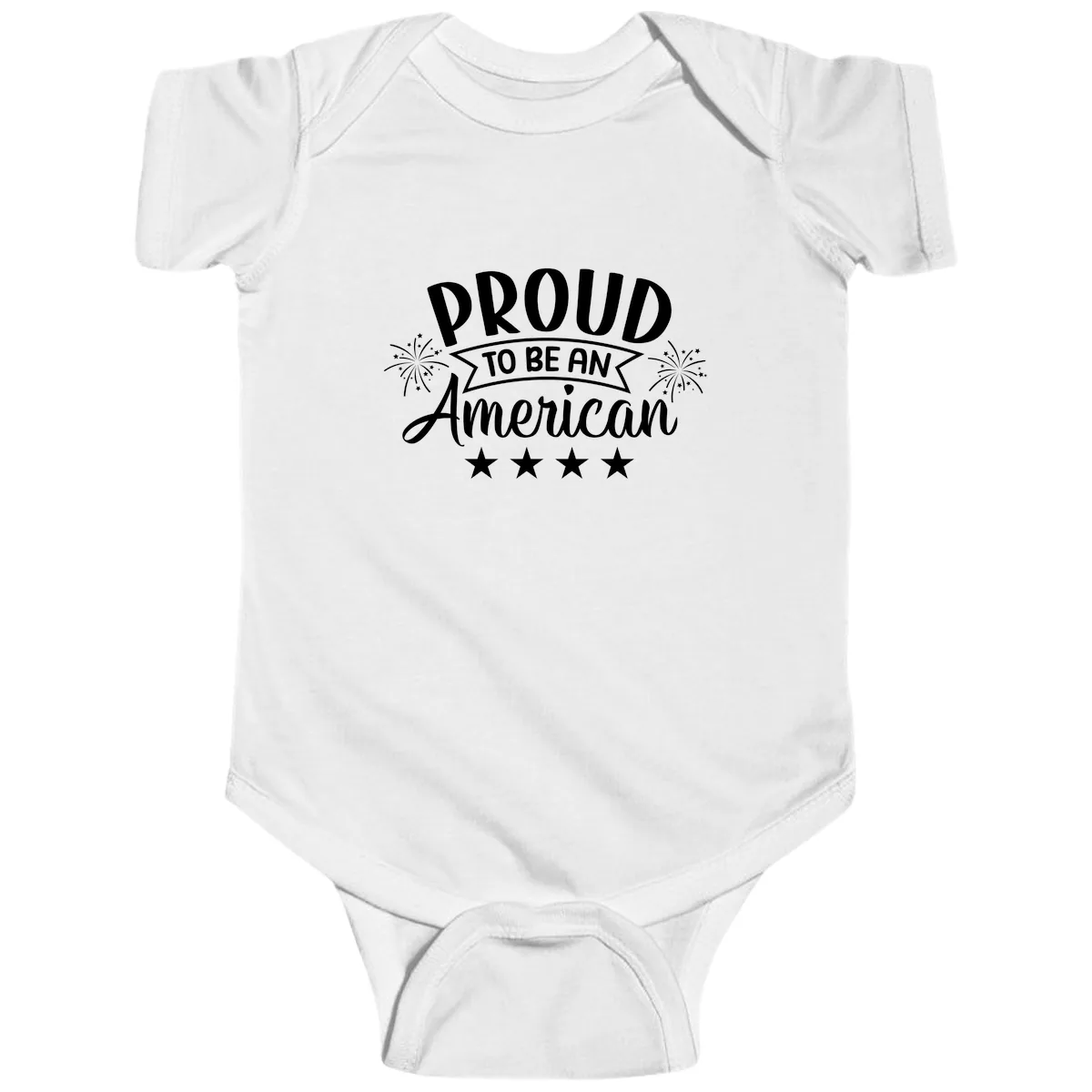 Proud To Be An American Fireworks Stars Baby Onesie in White