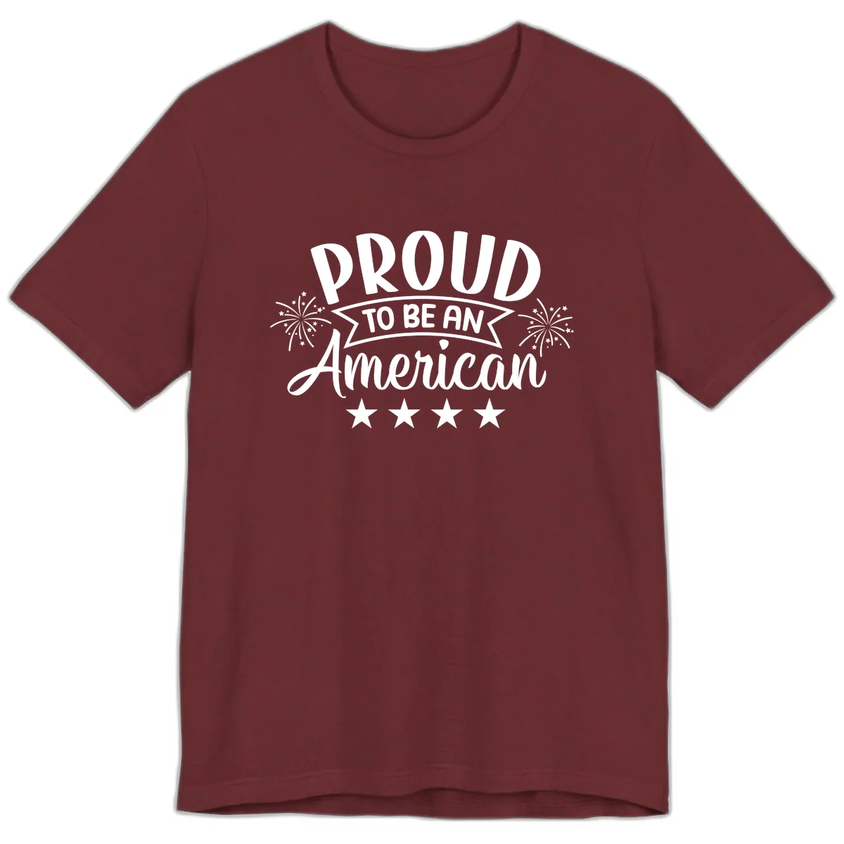 Proud To Be An American Fireworks Stars Premium T-Shirt in Heather Cardinal