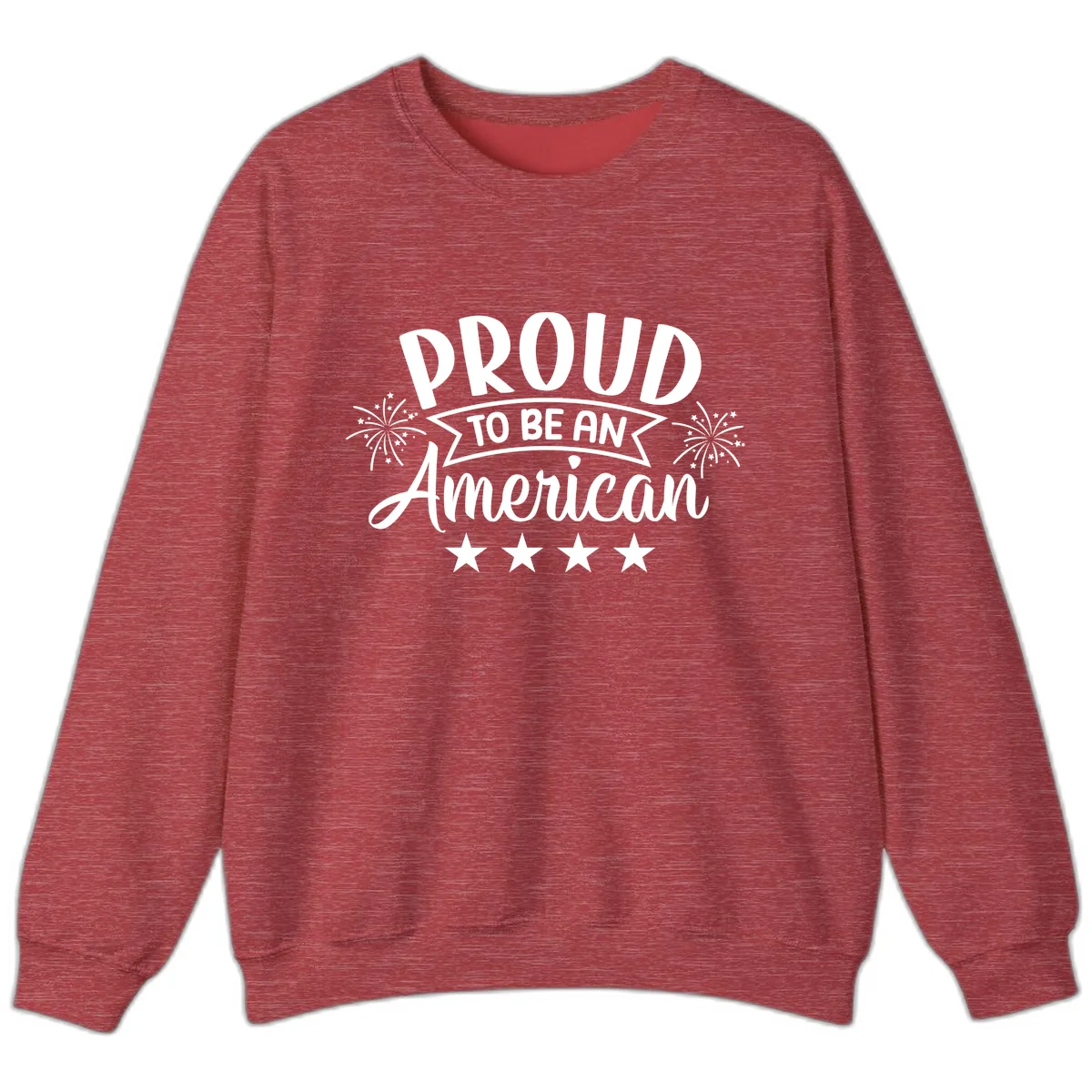 Proud To Be An American Fireworks Stars Sweatshirt in Heather Scarlet Red