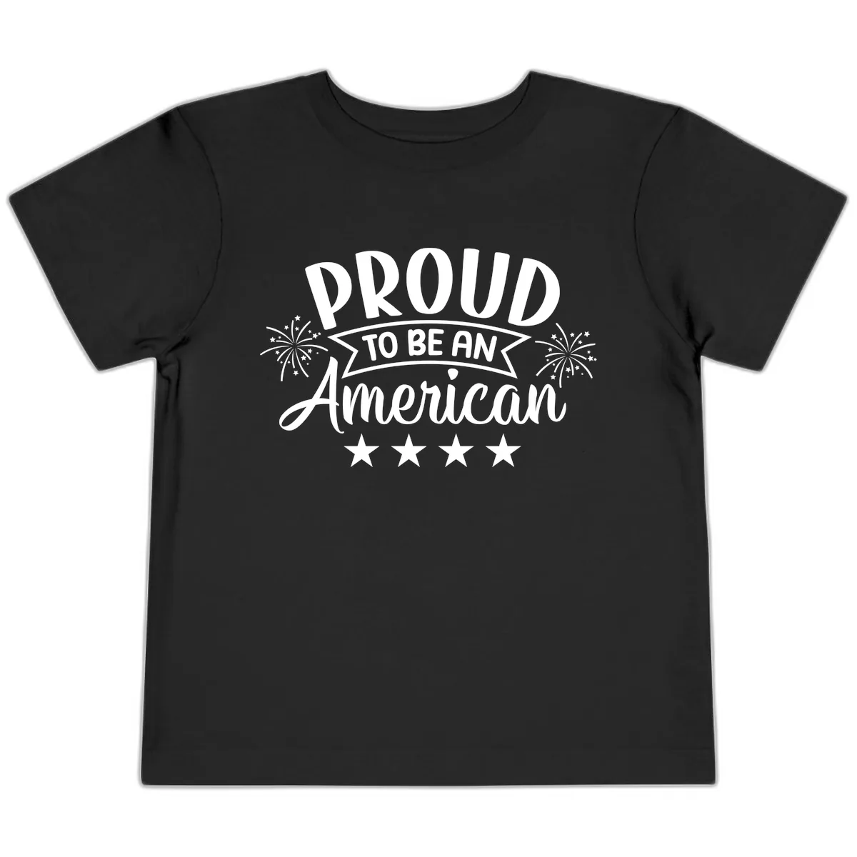 Proud To Be An American Fireworks Stars Toddler T-Shirt in Black