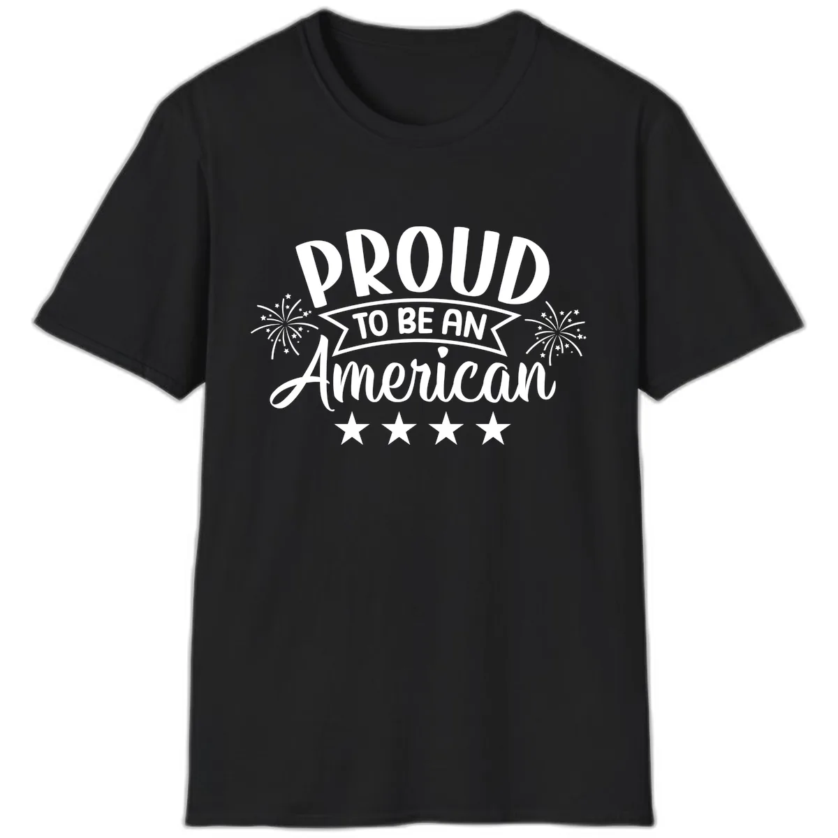 Proud To Be An American Fireworks Stars T-Shirt in Black