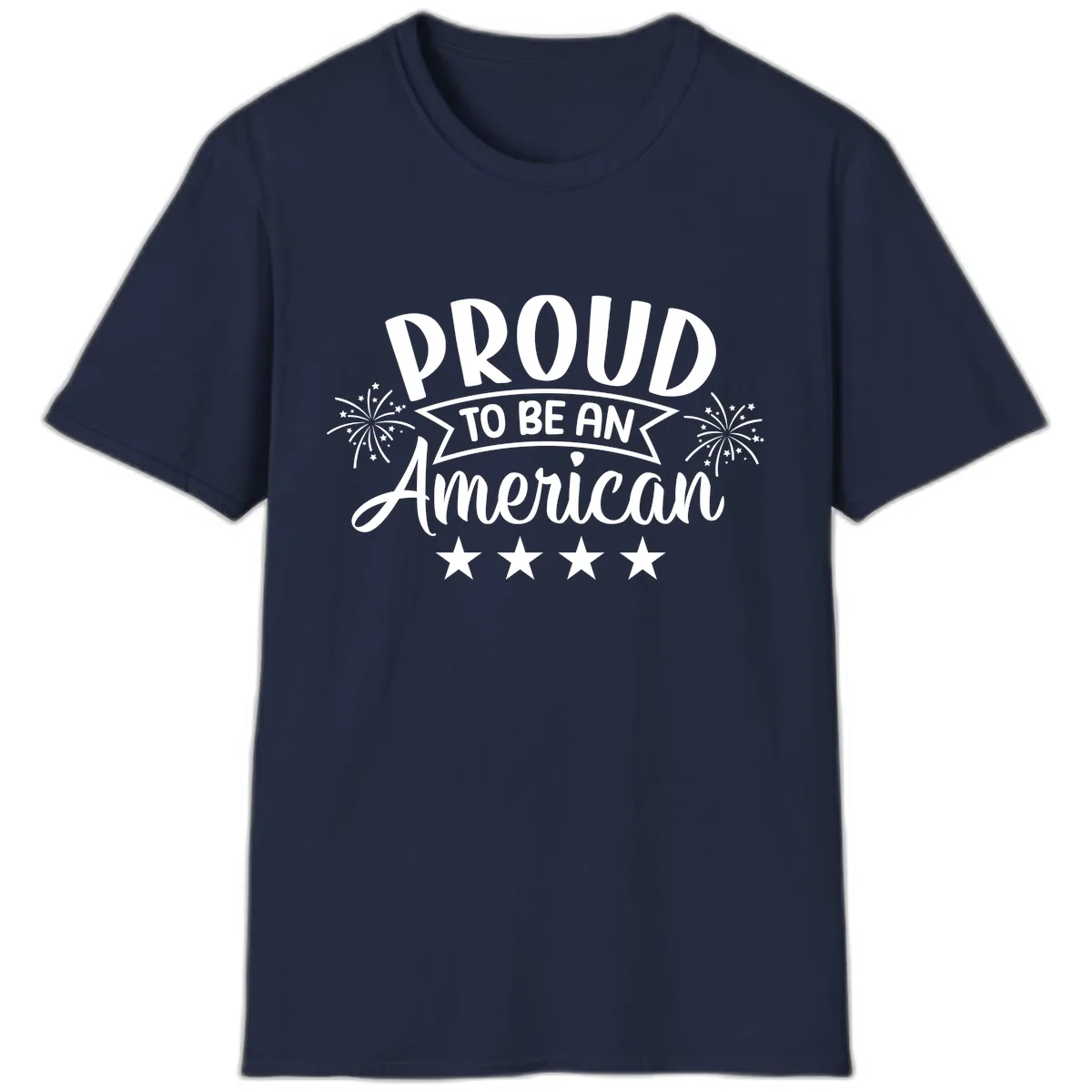 Proud To Be An American Fireworks Stars T-Shirt in Navy