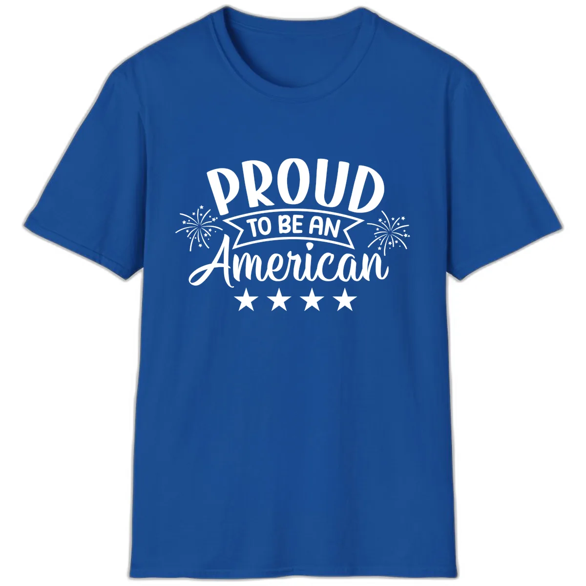 Proud To Be An American Fireworks Stars T-Shirt in Royal