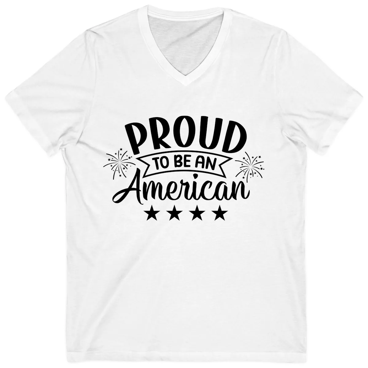 Proud To Be An American Fireworks Stars V-Neck in White