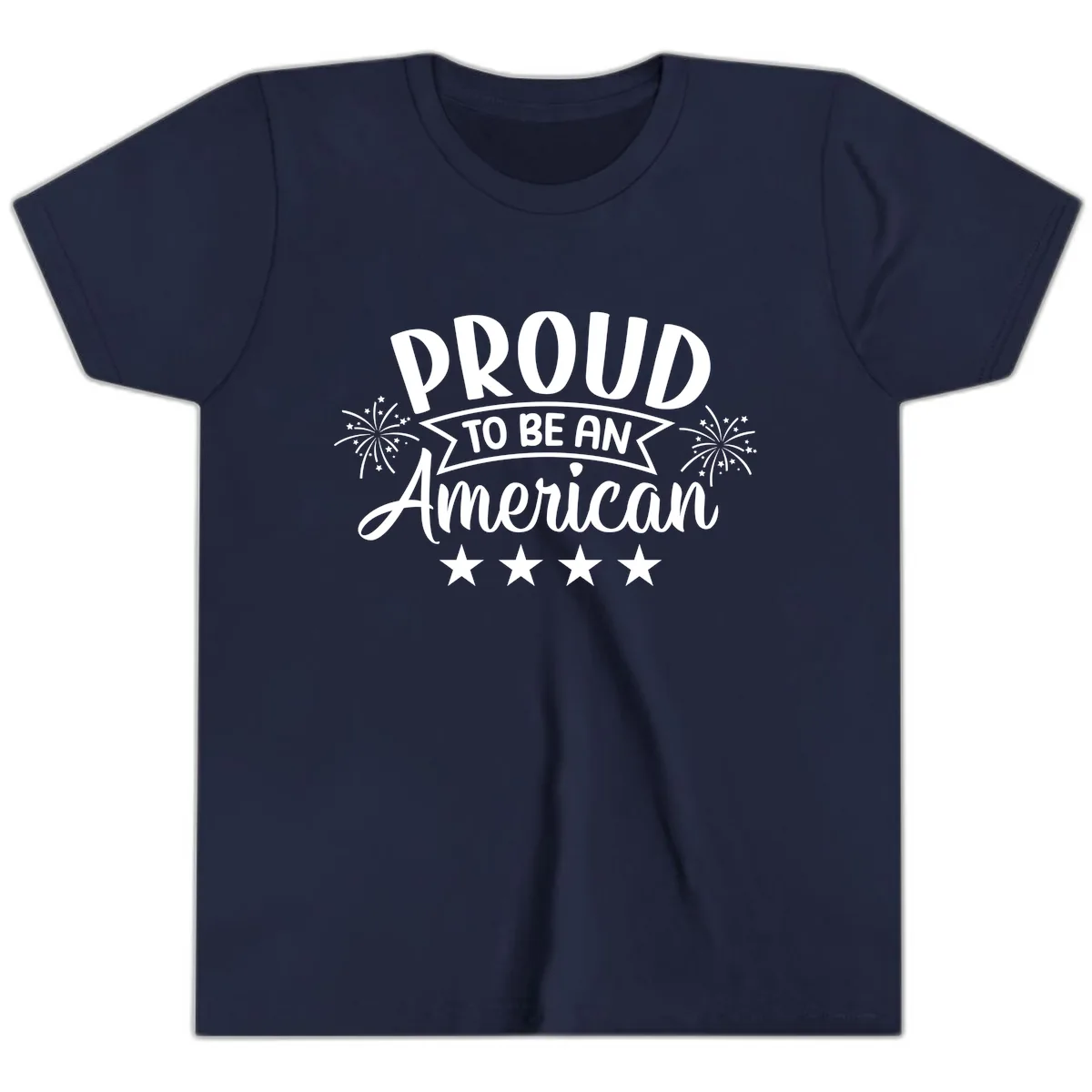 Proud To Be An American Fireworks Stars Youth T-Shirt in Navy