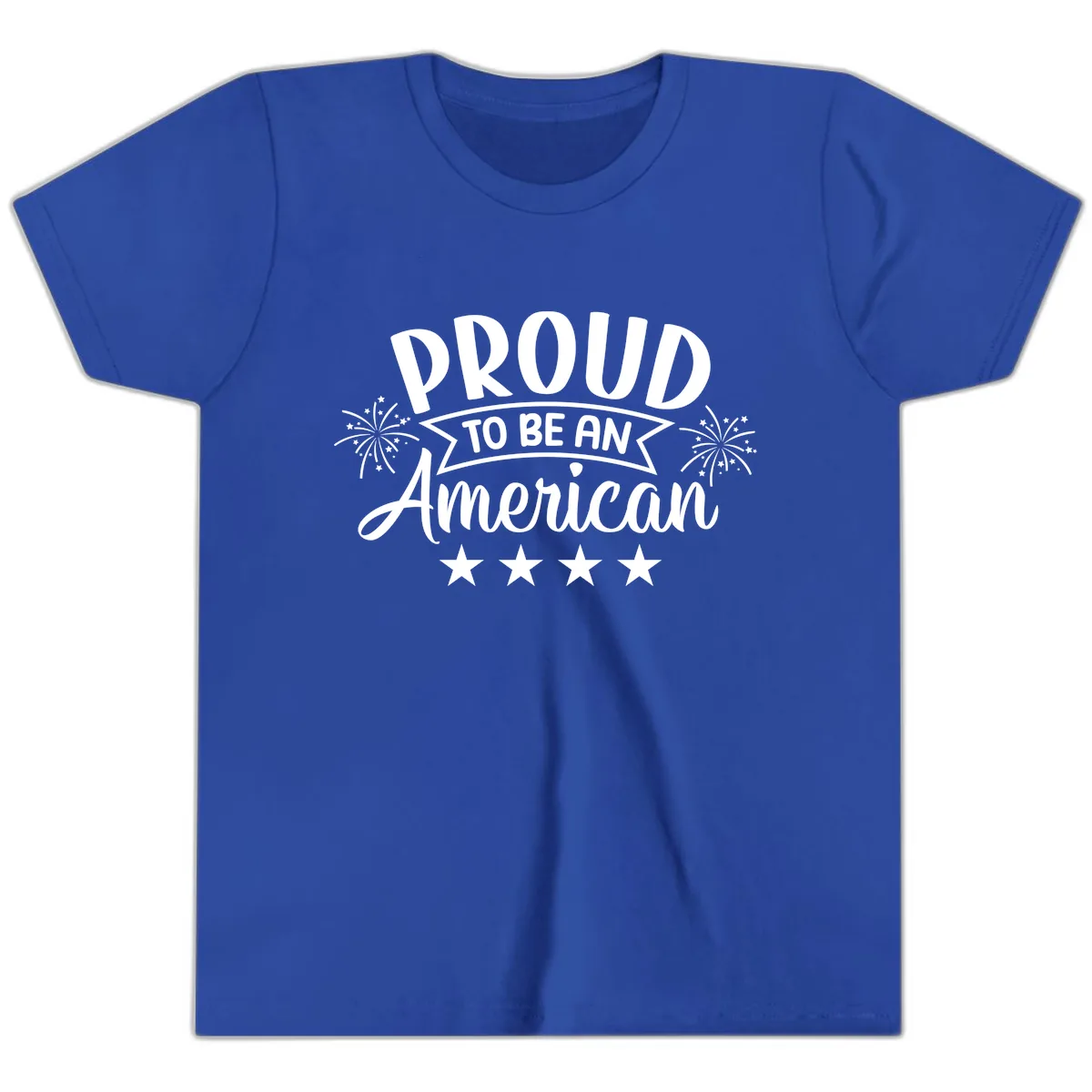 Proud To Be An American Fireworks Stars Youth T-Shirt in True Royal