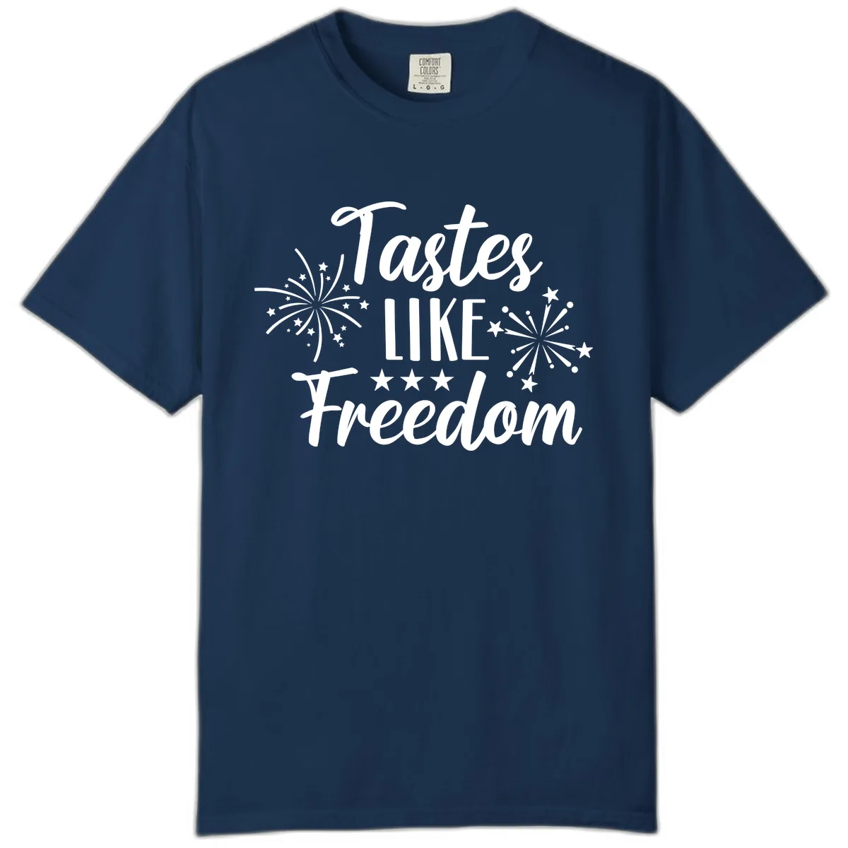 Tastes Like Freedom Fireworks Design Comfort Color in Navy