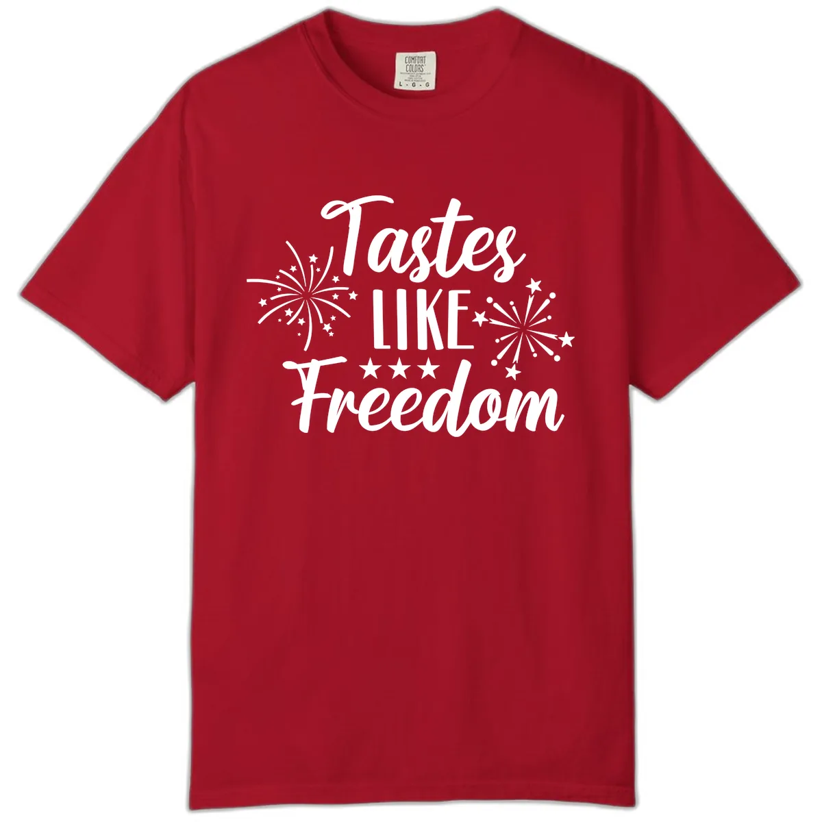 Tastes Like Freedom Fireworks Design Comfort Color in Red
