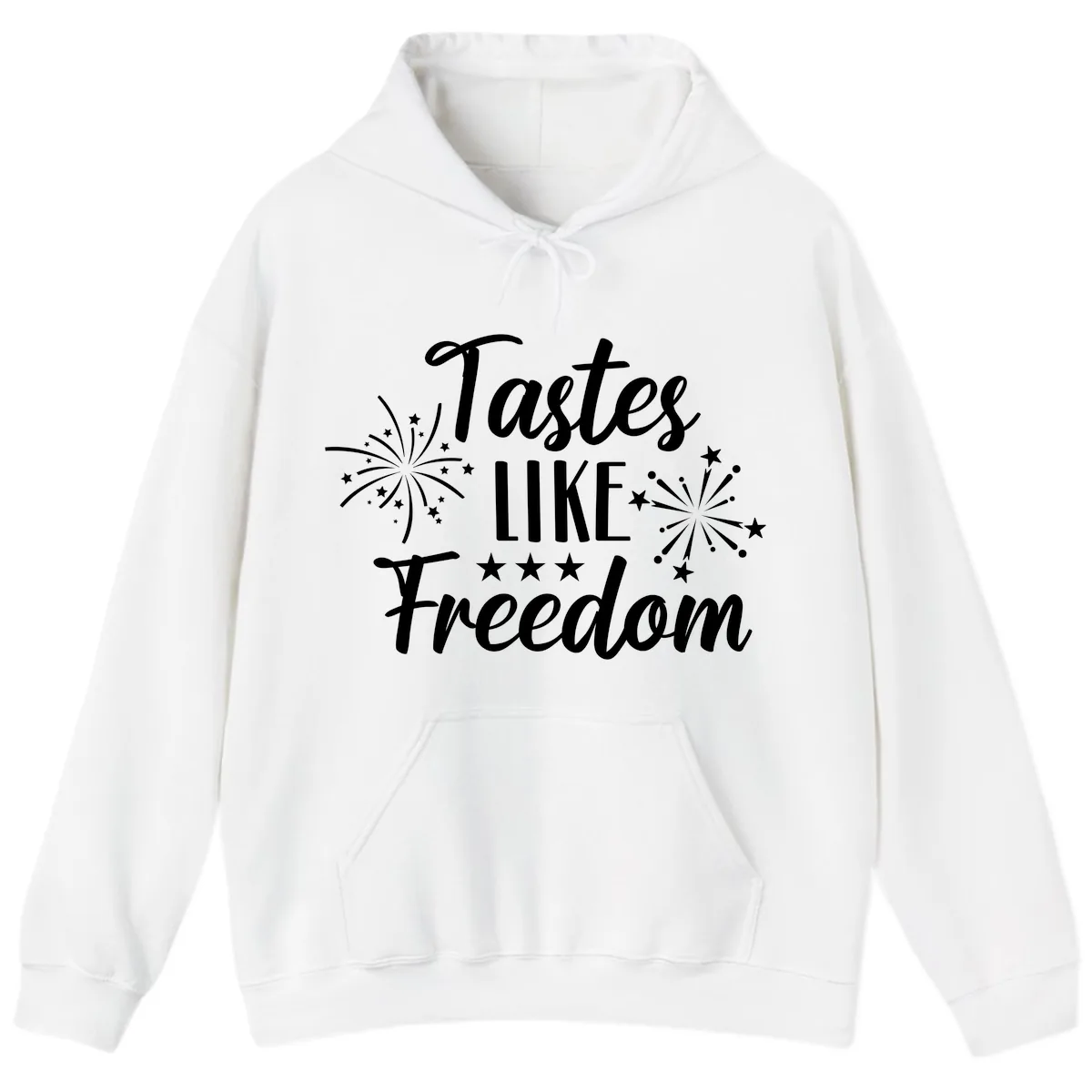 Tastes Like Freedom Fireworks Design Hoodie in White
