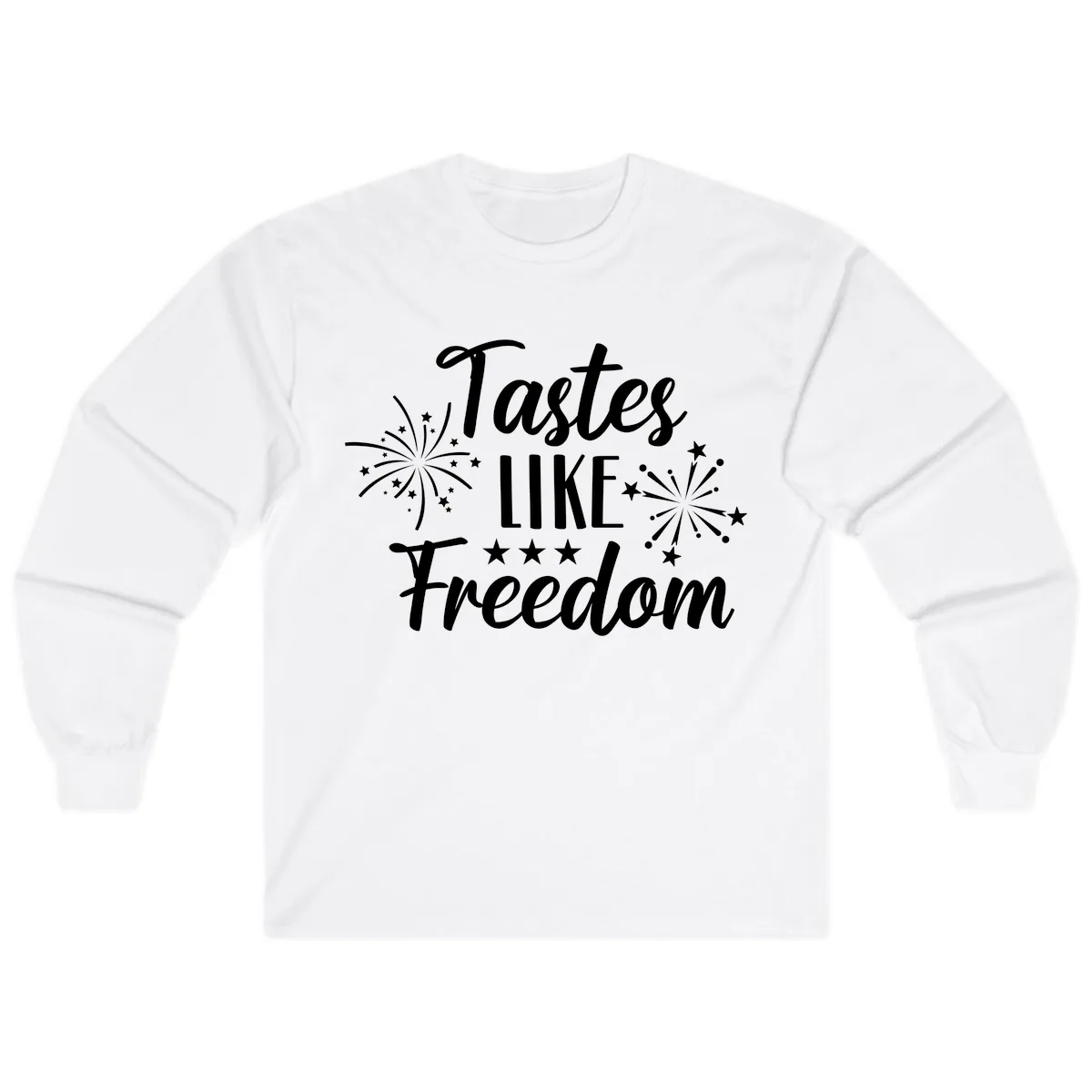 Tastes Like Freedom Fireworks Design Long Sleeve in White