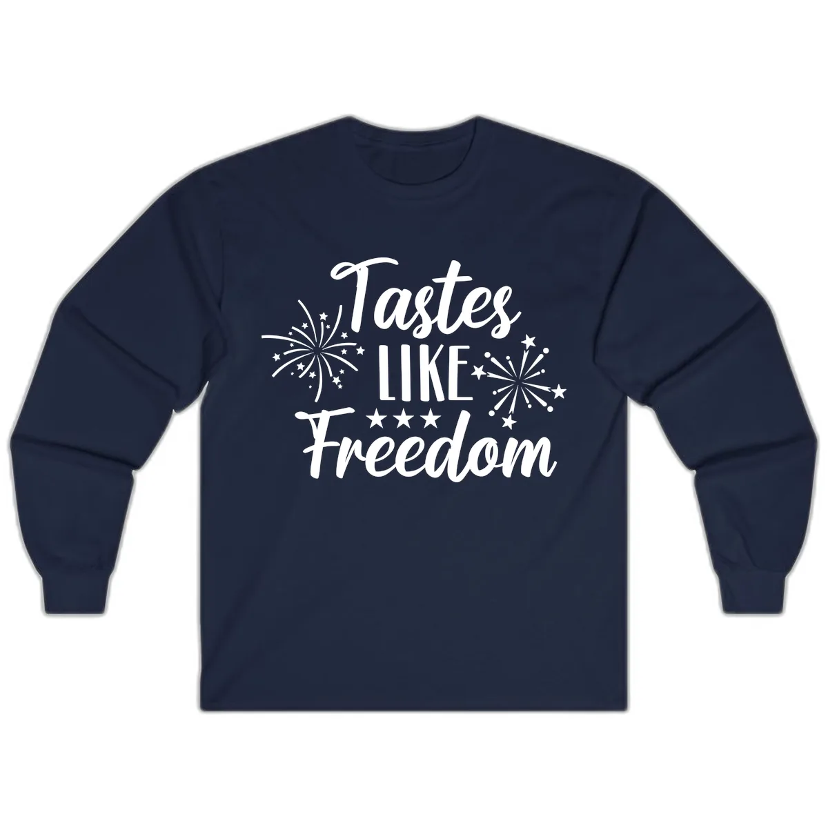 Tastes Like Freedom Fireworks Design Long Sleeve in Navy